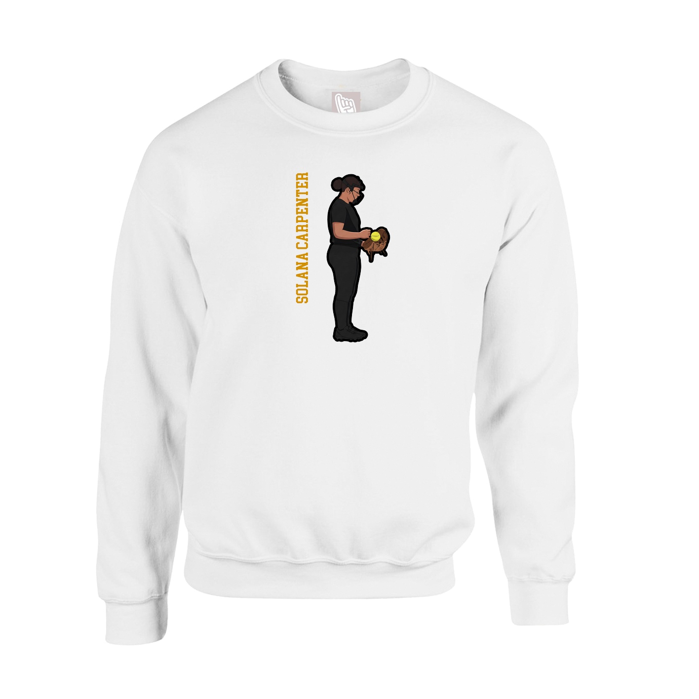 Fleece Crew — Name Vertical in White