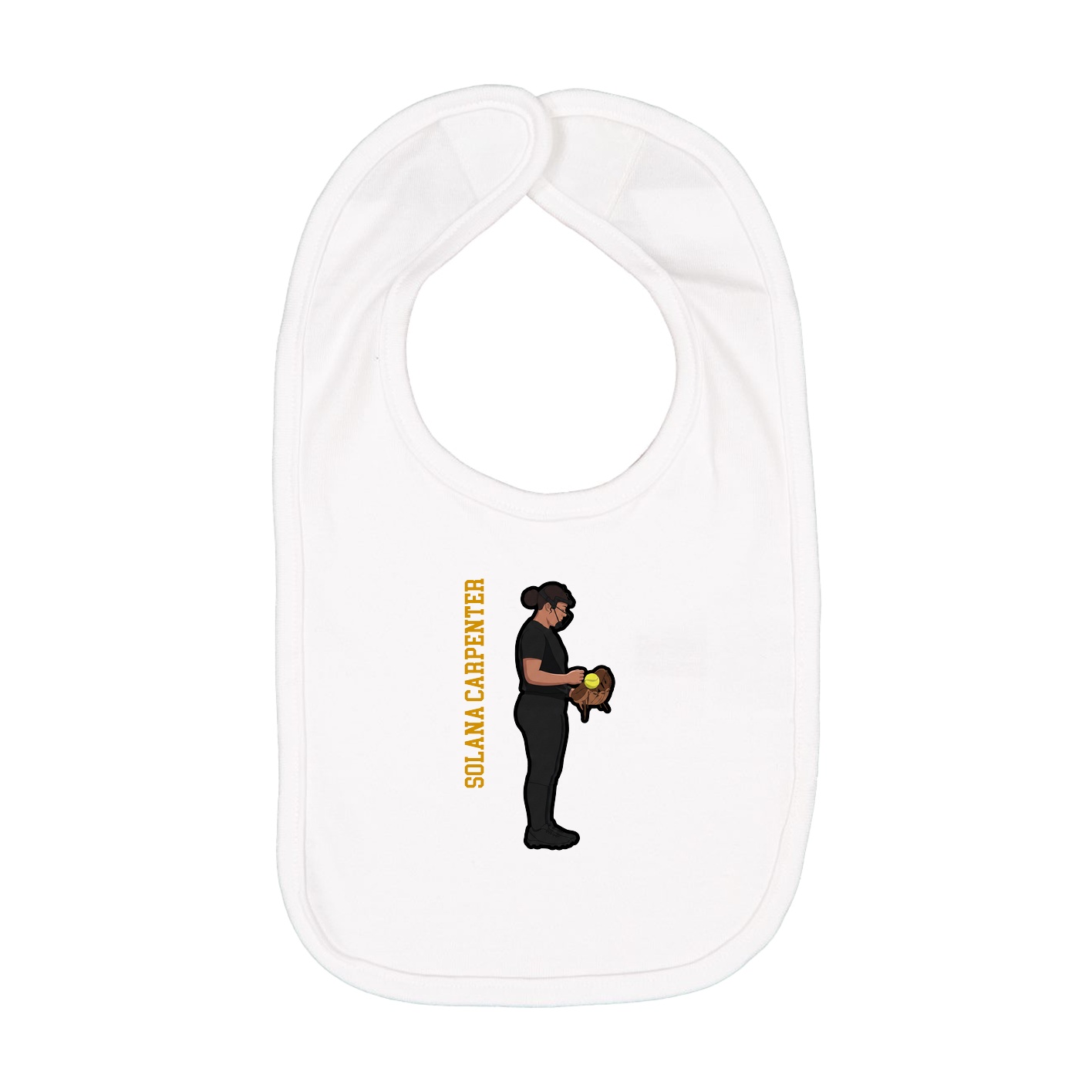 Infant Bib — Name Vertical in White
