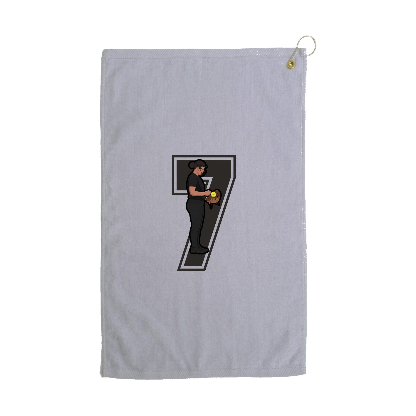 Golf Towel — Number in Grey