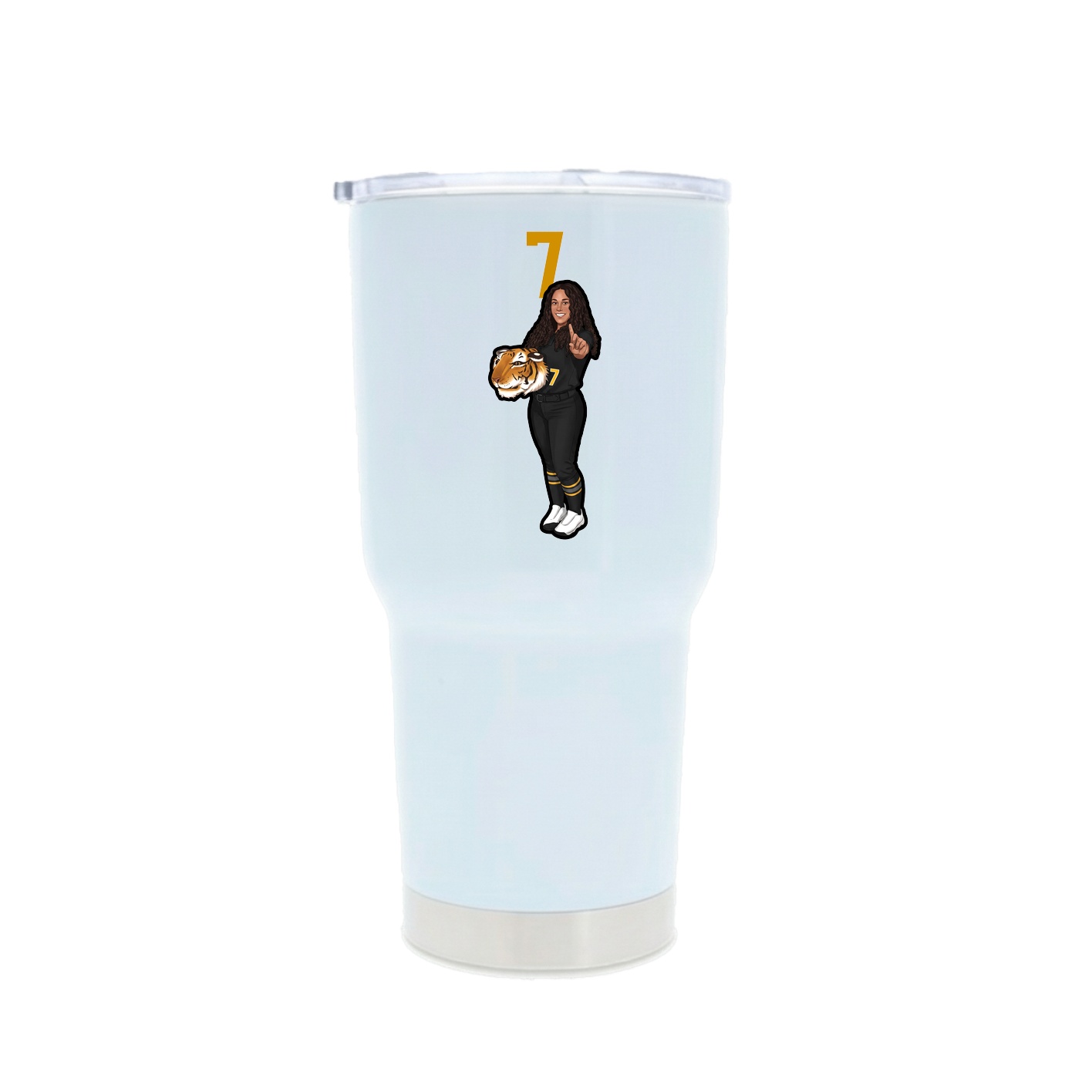 30oz Stainless Steel Tumbler — Number Top in White