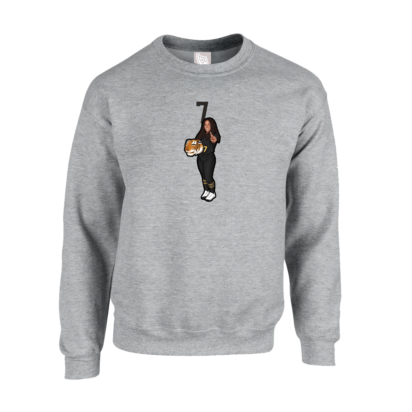 Fleece Crew — Number Top in Grey