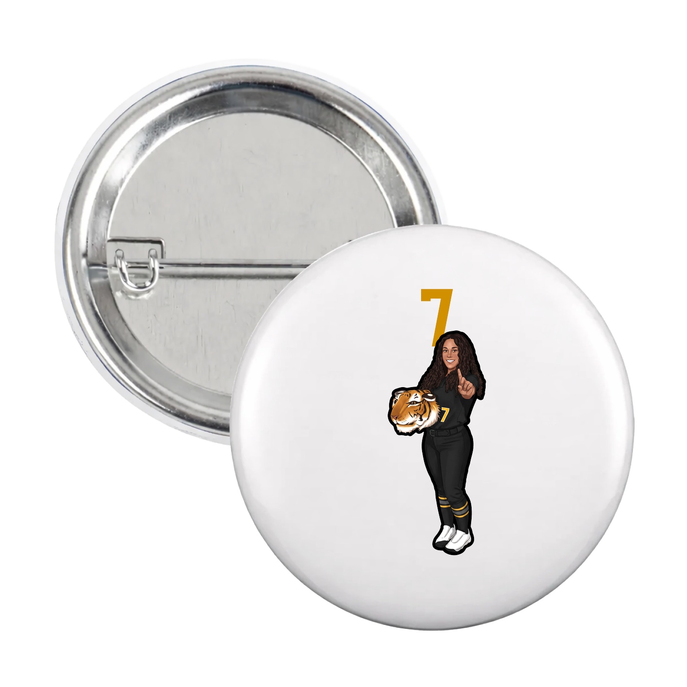 Game Day Button — Number Top in White