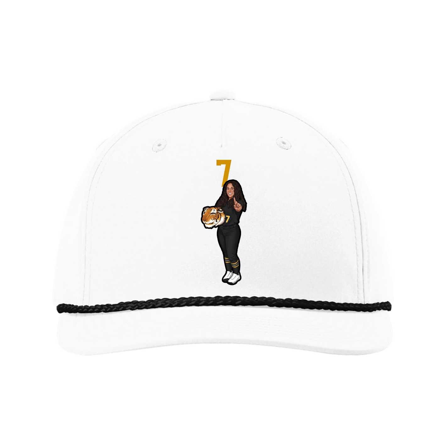 Five-Panel Classic Rope Cap — Number Top in White