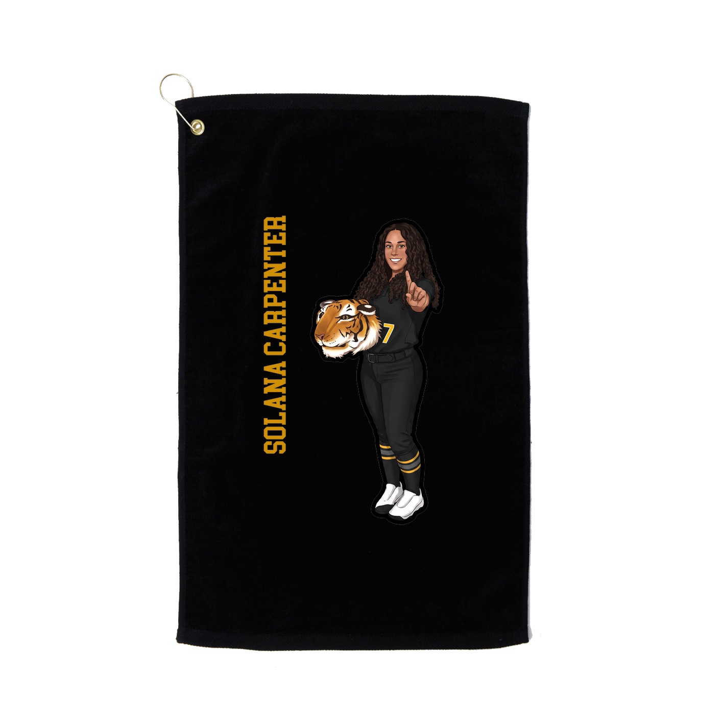 Golf Towel — Name Vertical in Black