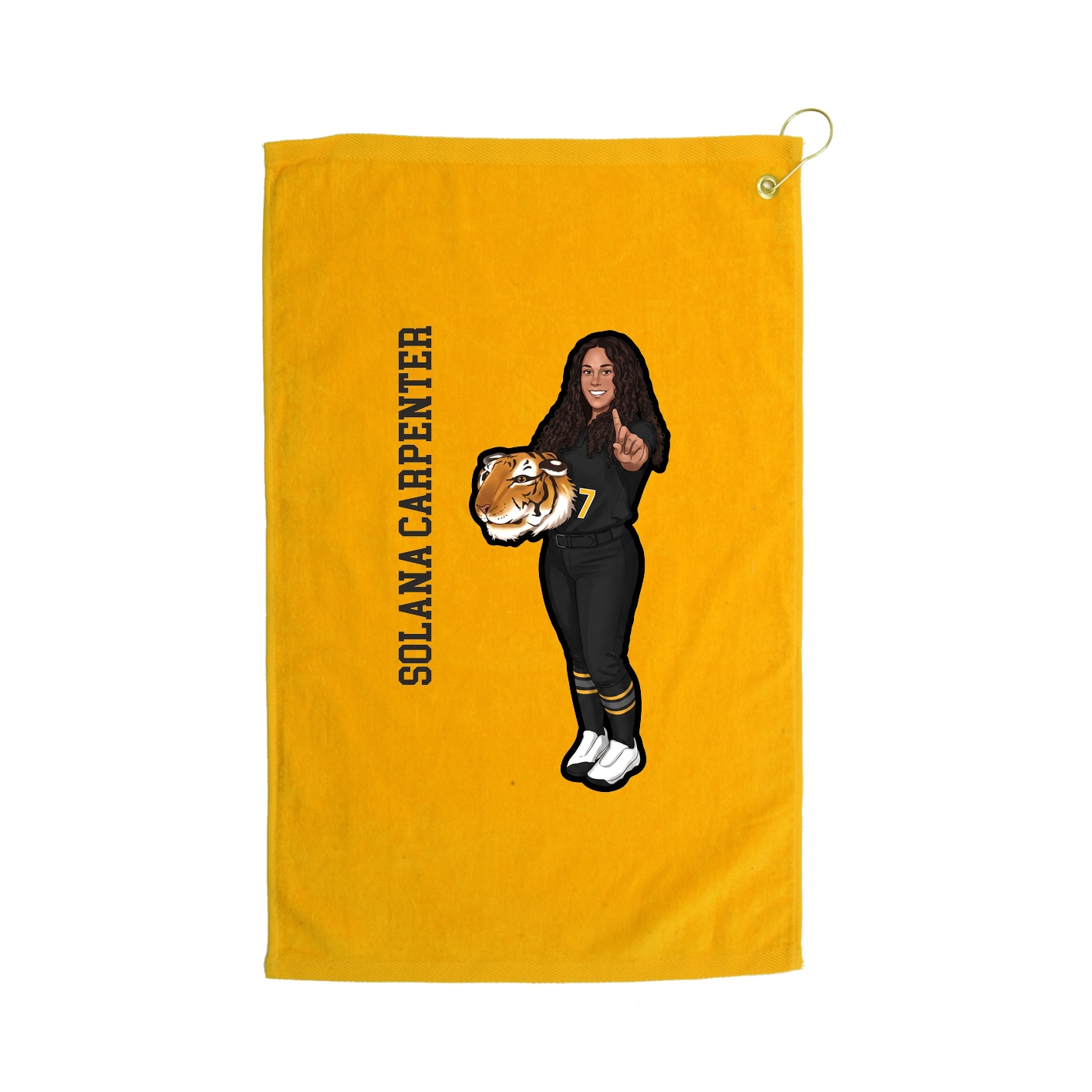 Golf Towel — Name Vertical in Gold