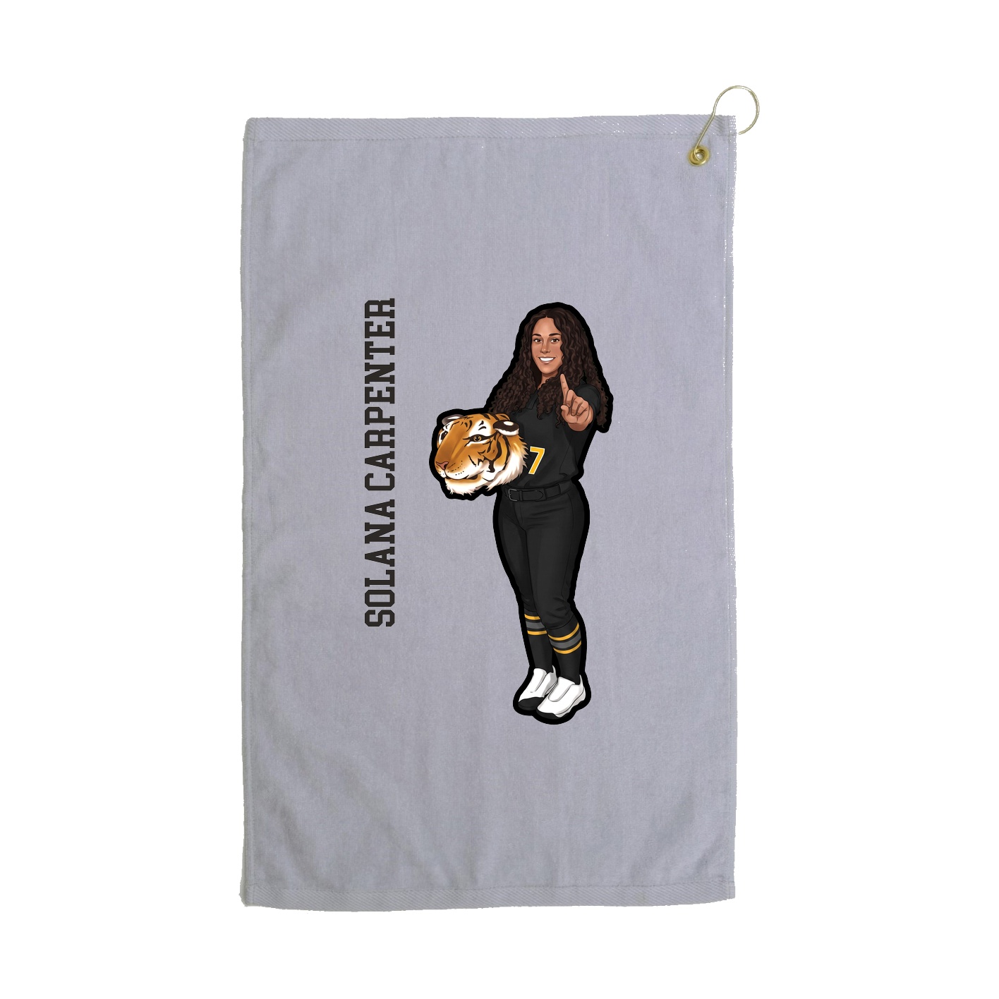 Golf Towel — Name Vertical in Grey