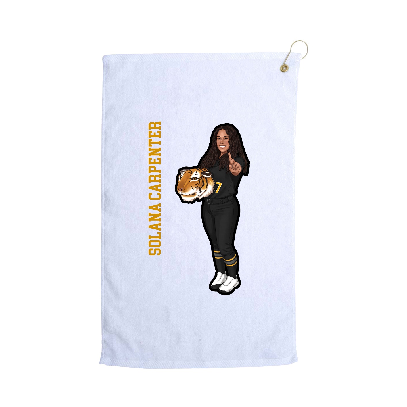 Golf Towel — Name Vertical in White