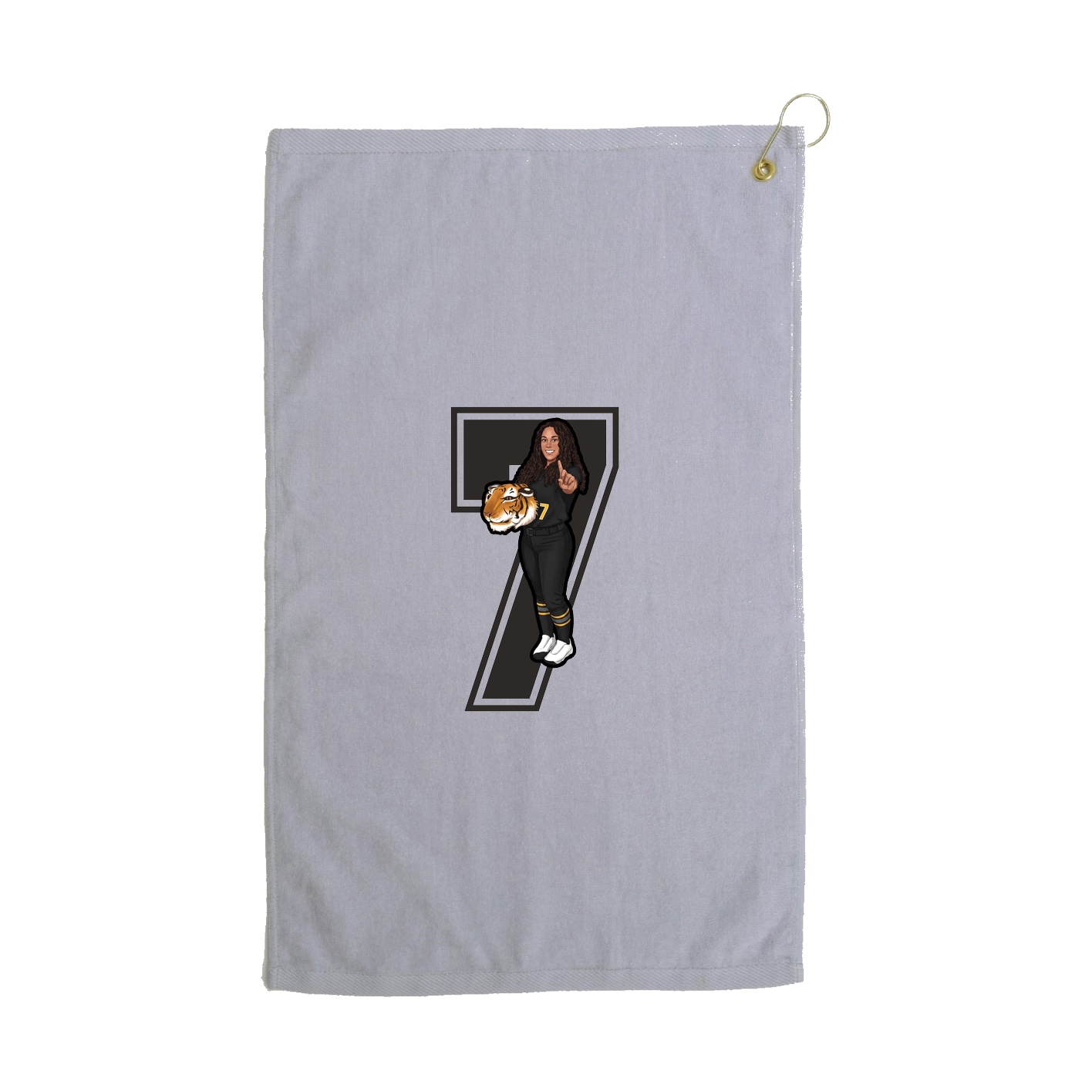Golf Towel — Number in Grey