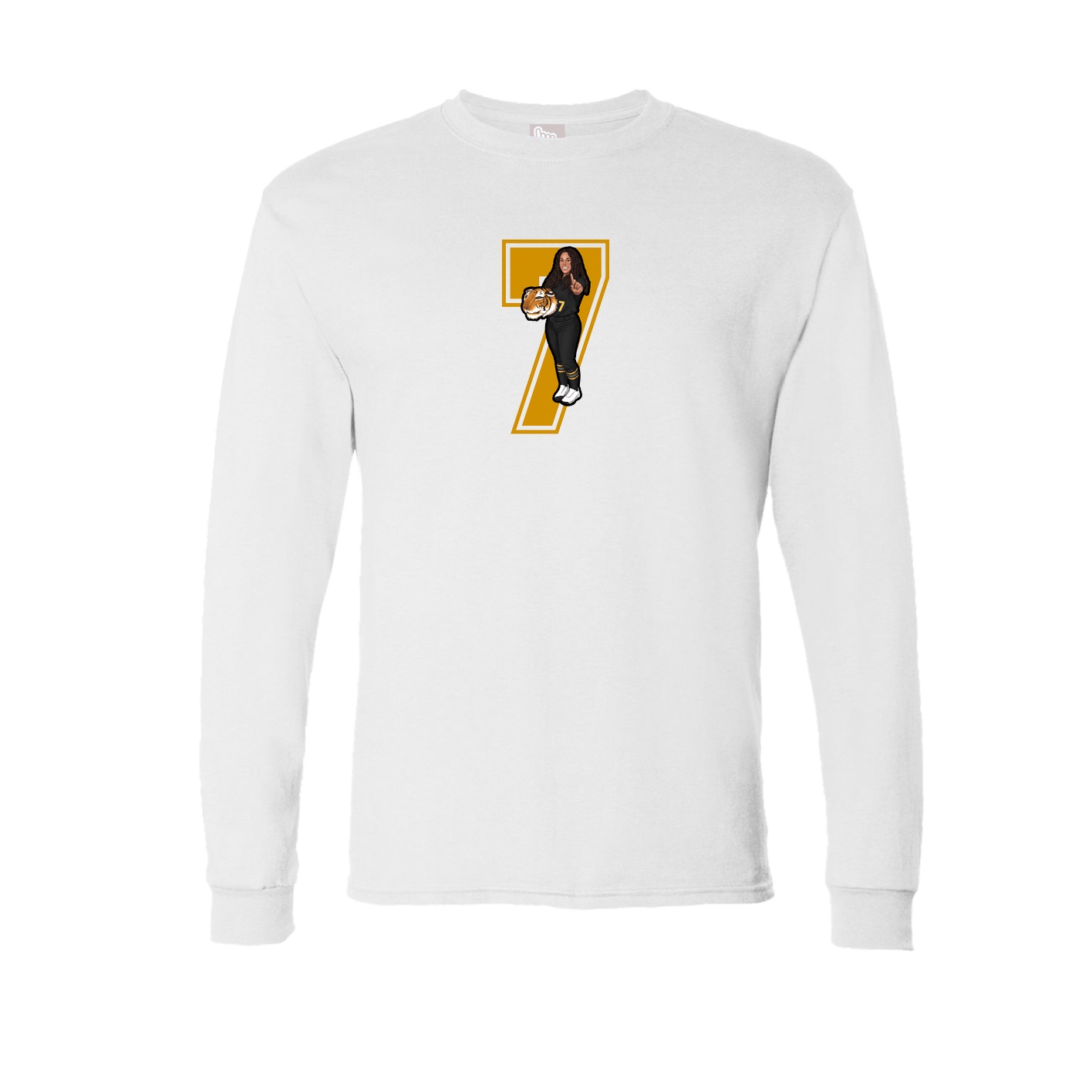 Long Sleeve Tee — Number in White
