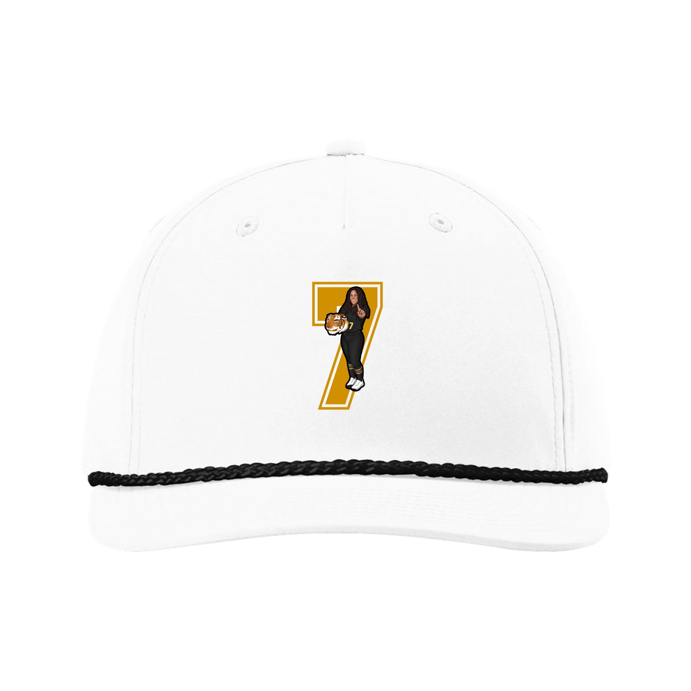 Five-Panel Classic Rope Cap — Number in White