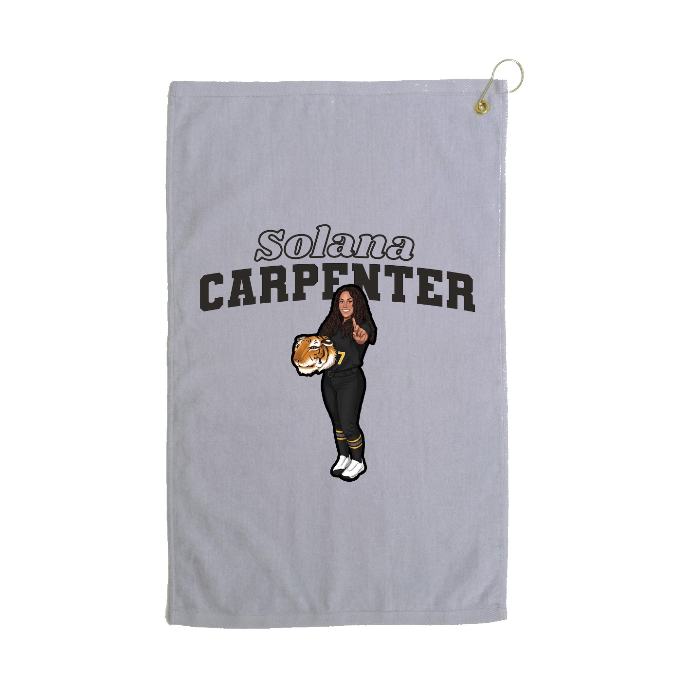 Golf Towel — Name Arch in Grey