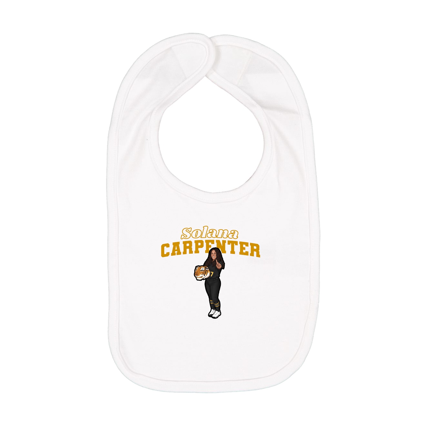 Infant Bib — Name Arch in White