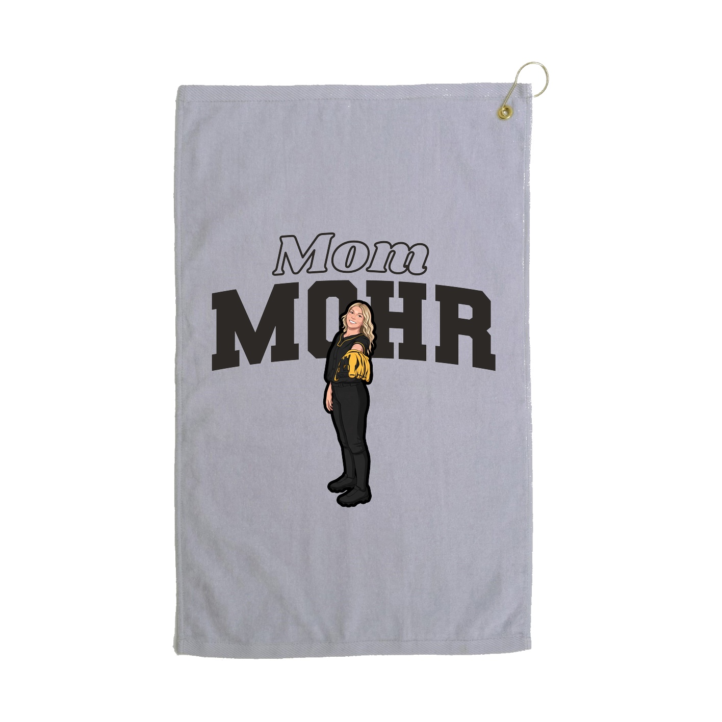 Golf Towel — Mothers Day Block in Grey