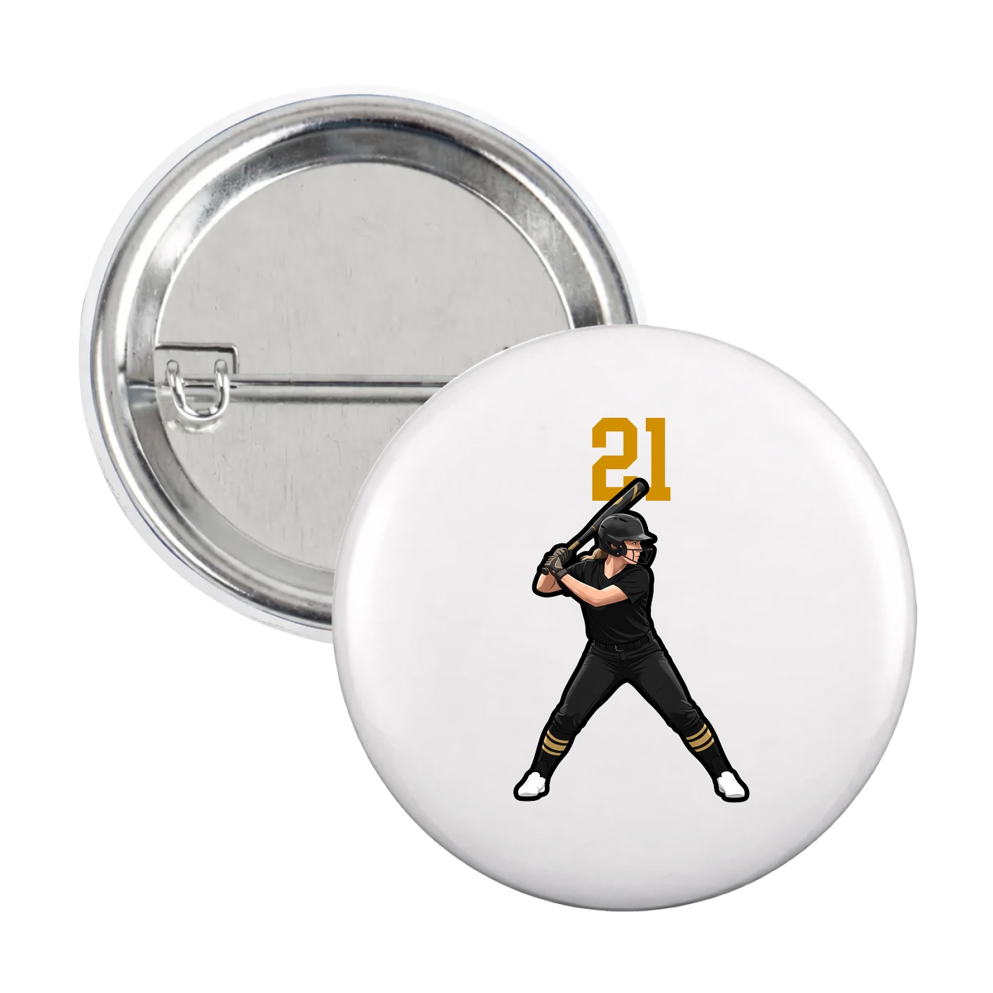 Game Day Button — Number Top in White