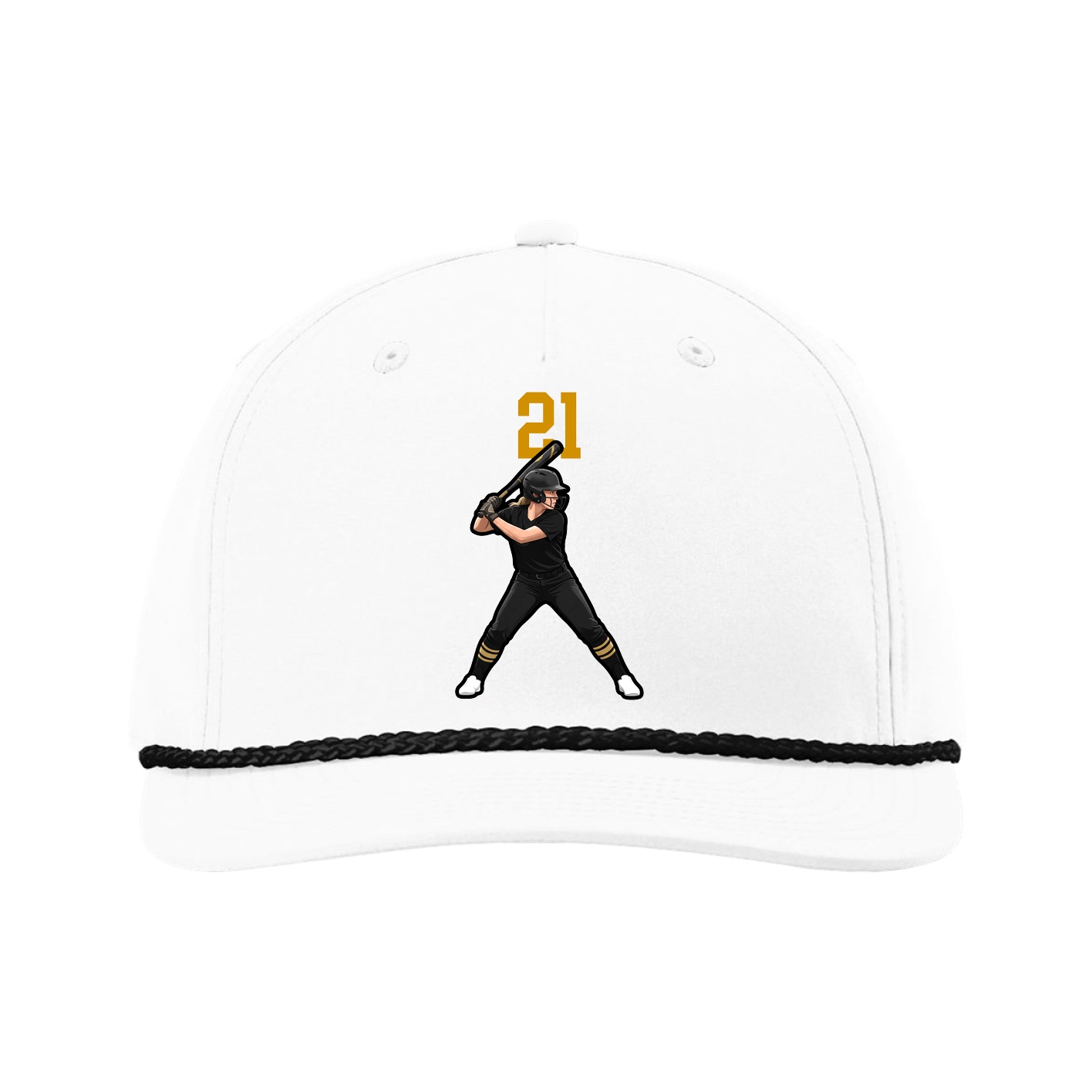 Five-Panel Classic Rope Cap — Number Top in White