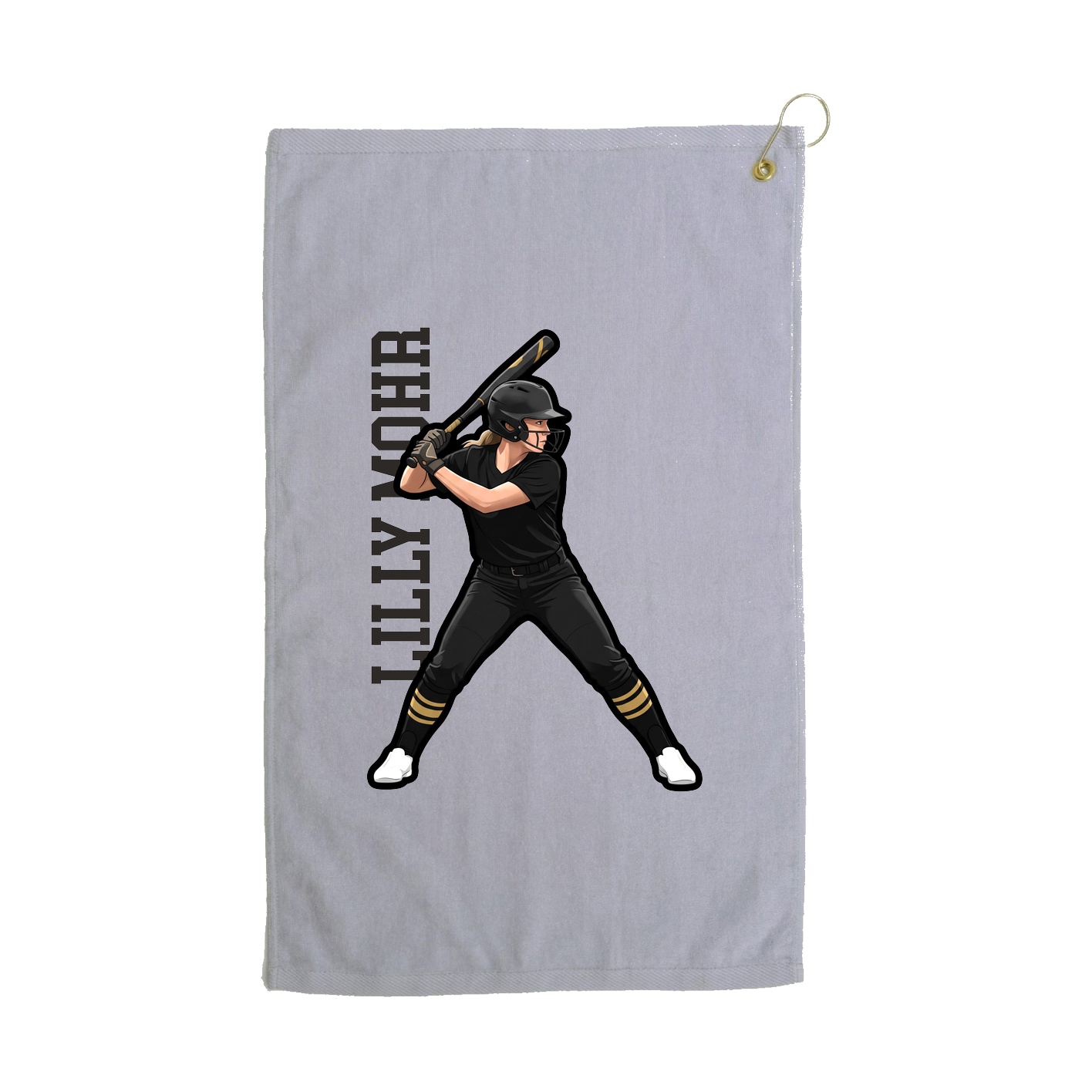 Golf Towel — Name Vertical in Grey