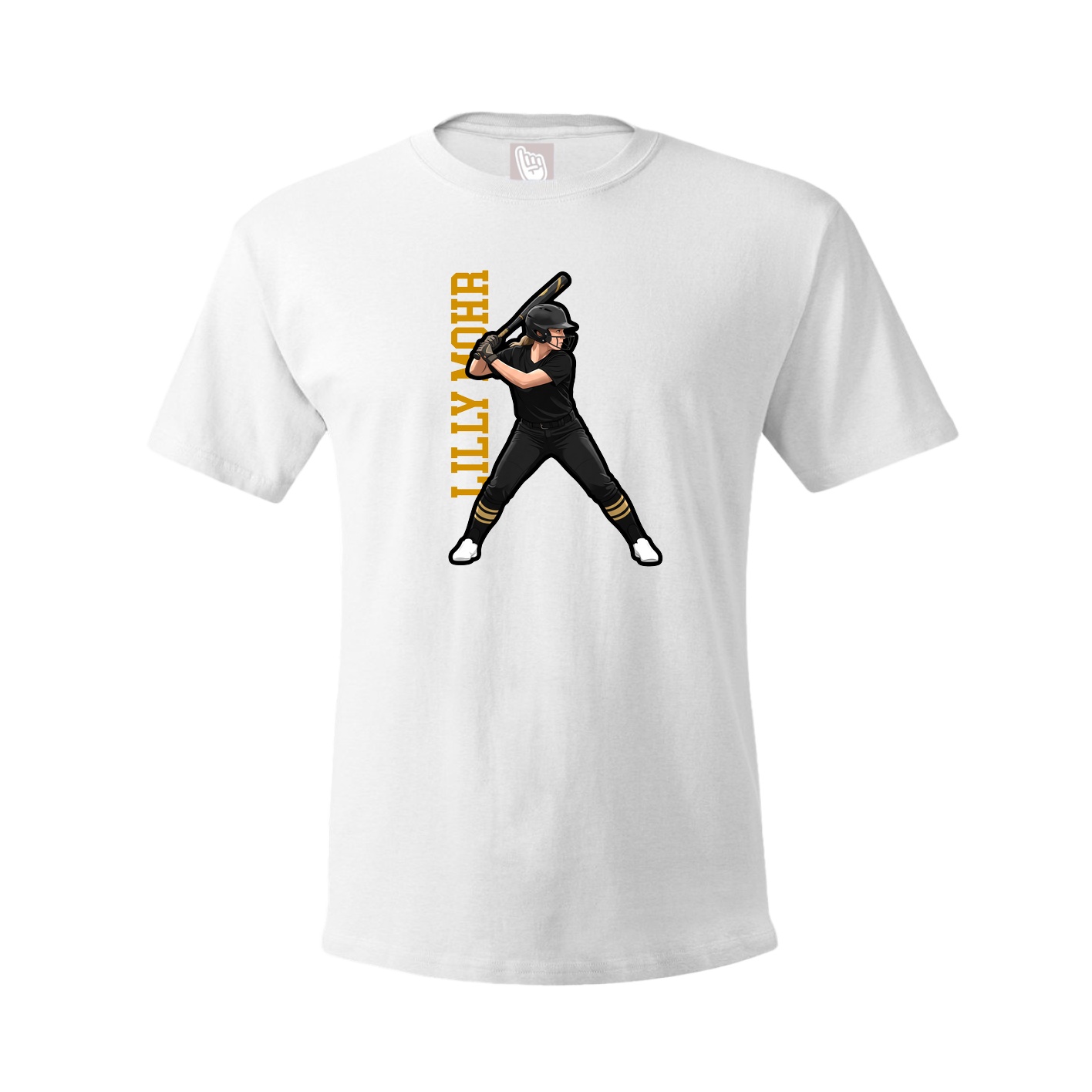 Tee — Name Vertical in White