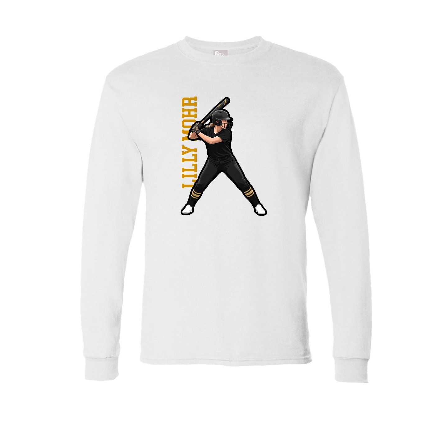 Long Sleeve Tee — Name Vertical in White