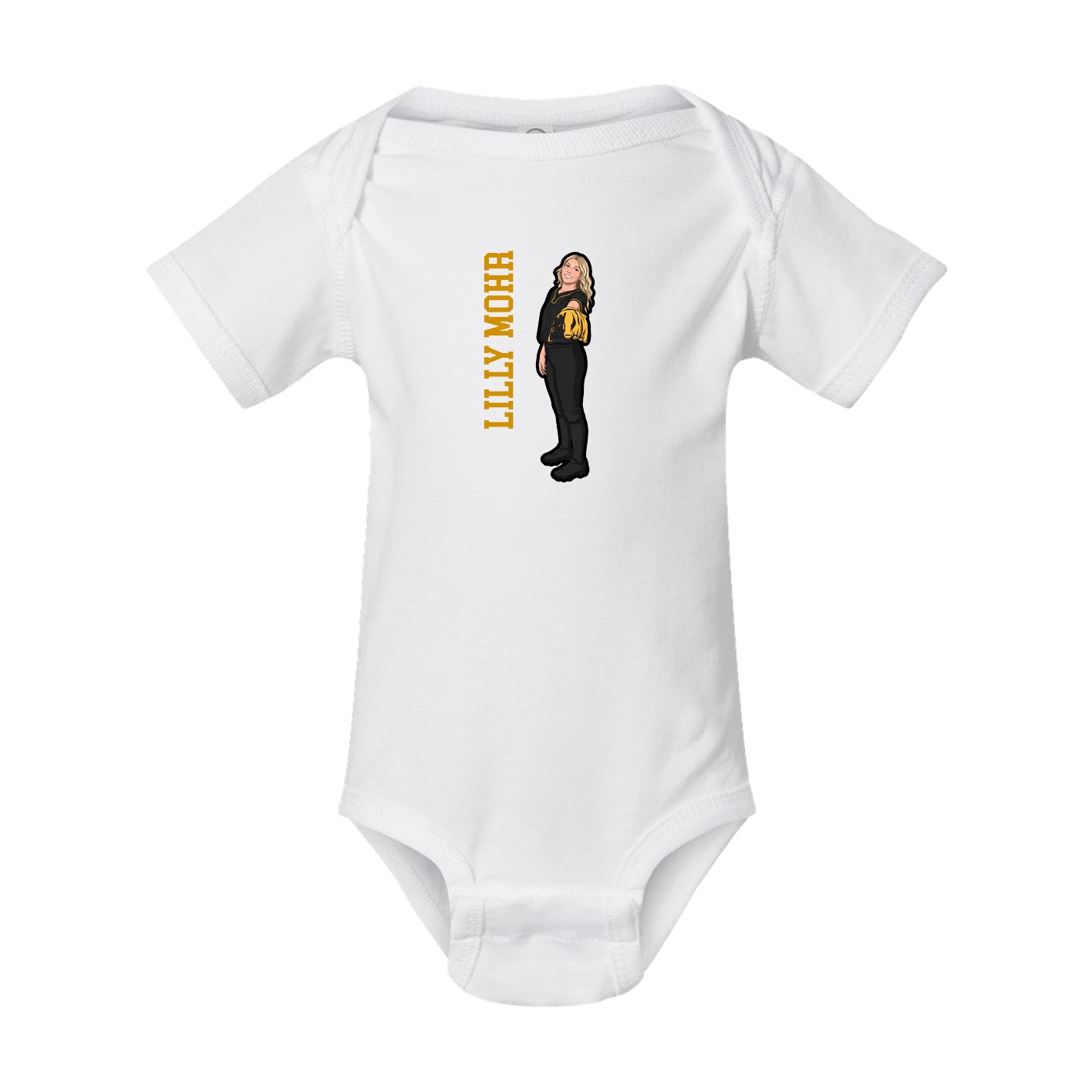 Baby Onesie — Name Vertical in White