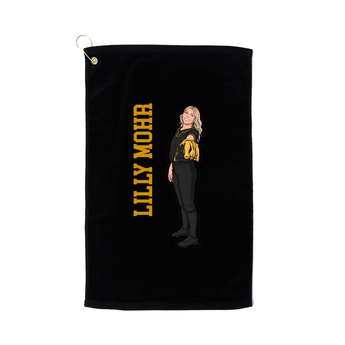 Golf Towel — Name Vertical in Black