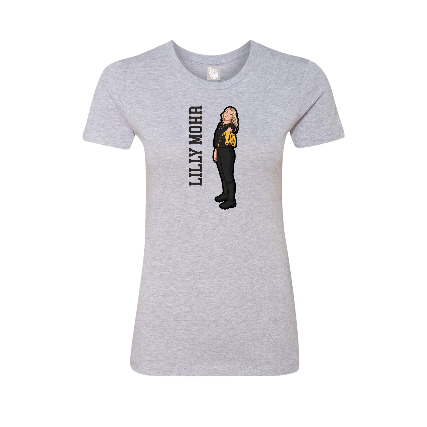 Fitted Women's Tee — Name Vertical in Grey