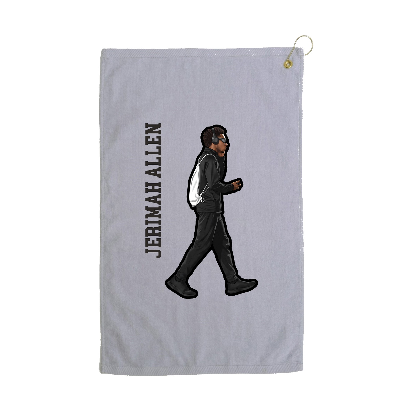 Golf Towel — Name Vertical in Grey