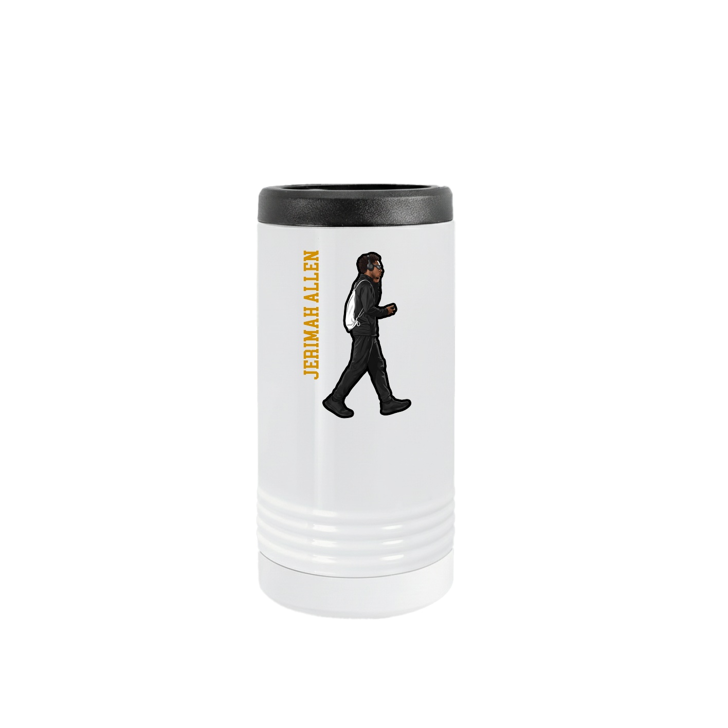 Slim Beverage Holder — Name Vertical in White
