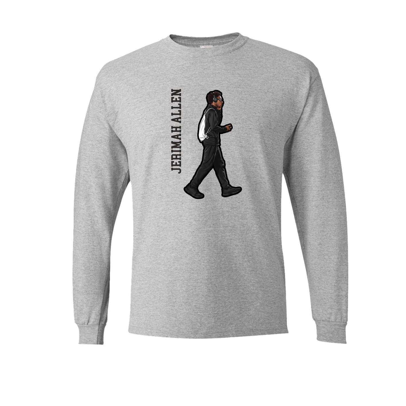 Long Sleeve Tee — Name Vertical in Grey