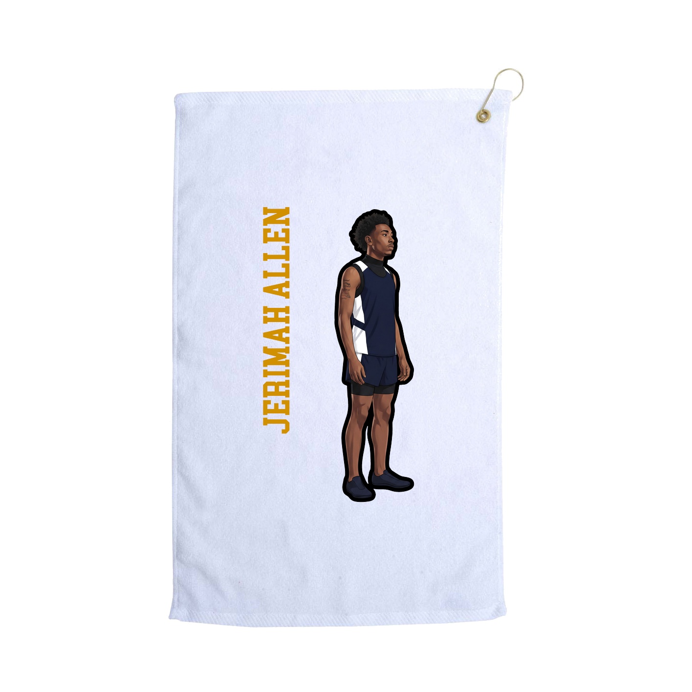 Golf Towel — Name Vertical in White