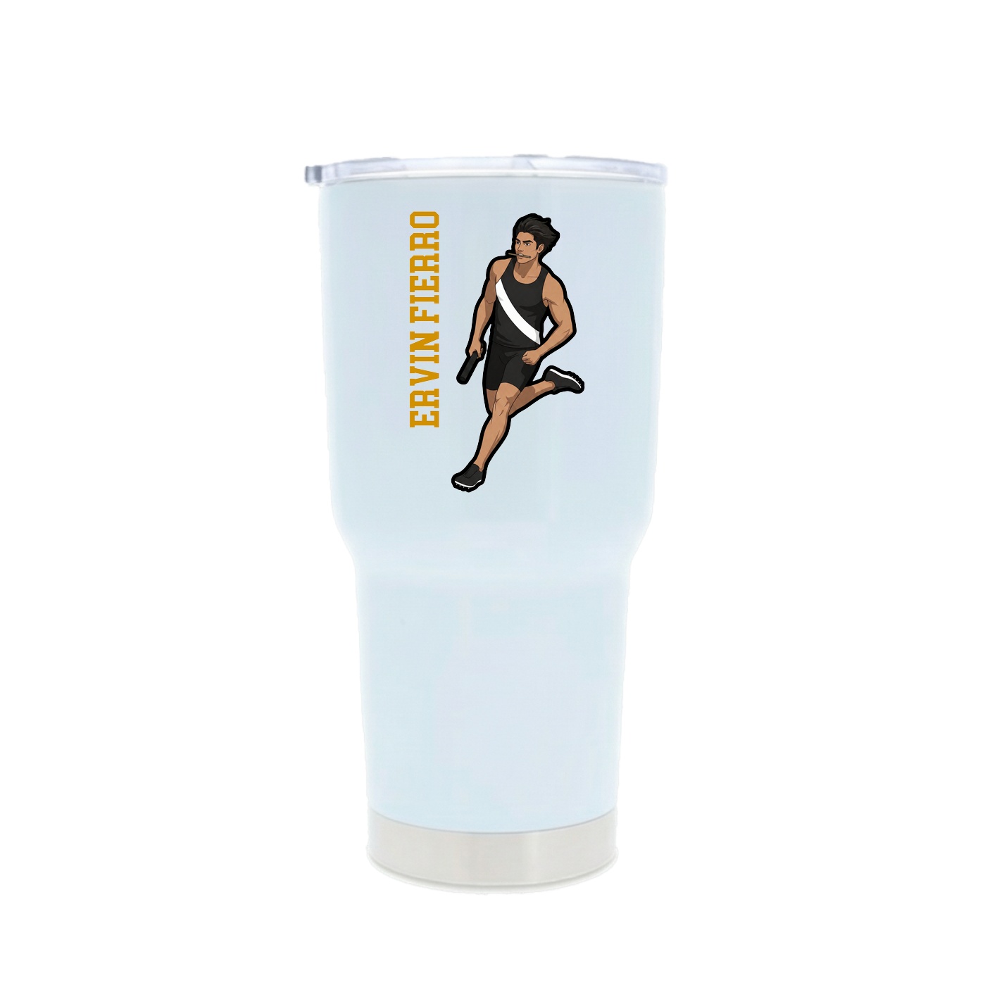 30oz Stainless Steel Tumbler — Name Vertical in White