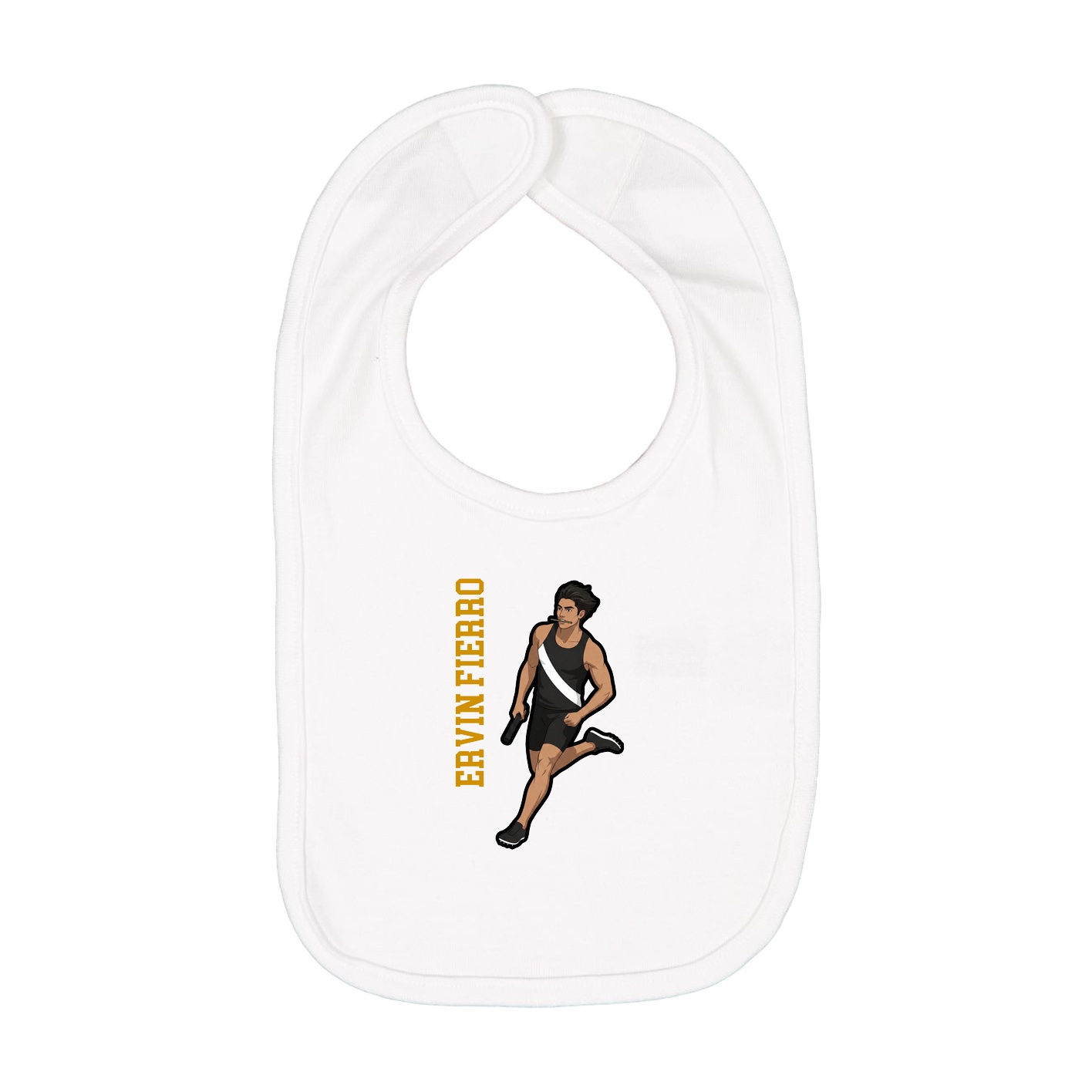 Infant Bib — Name Vertical in White