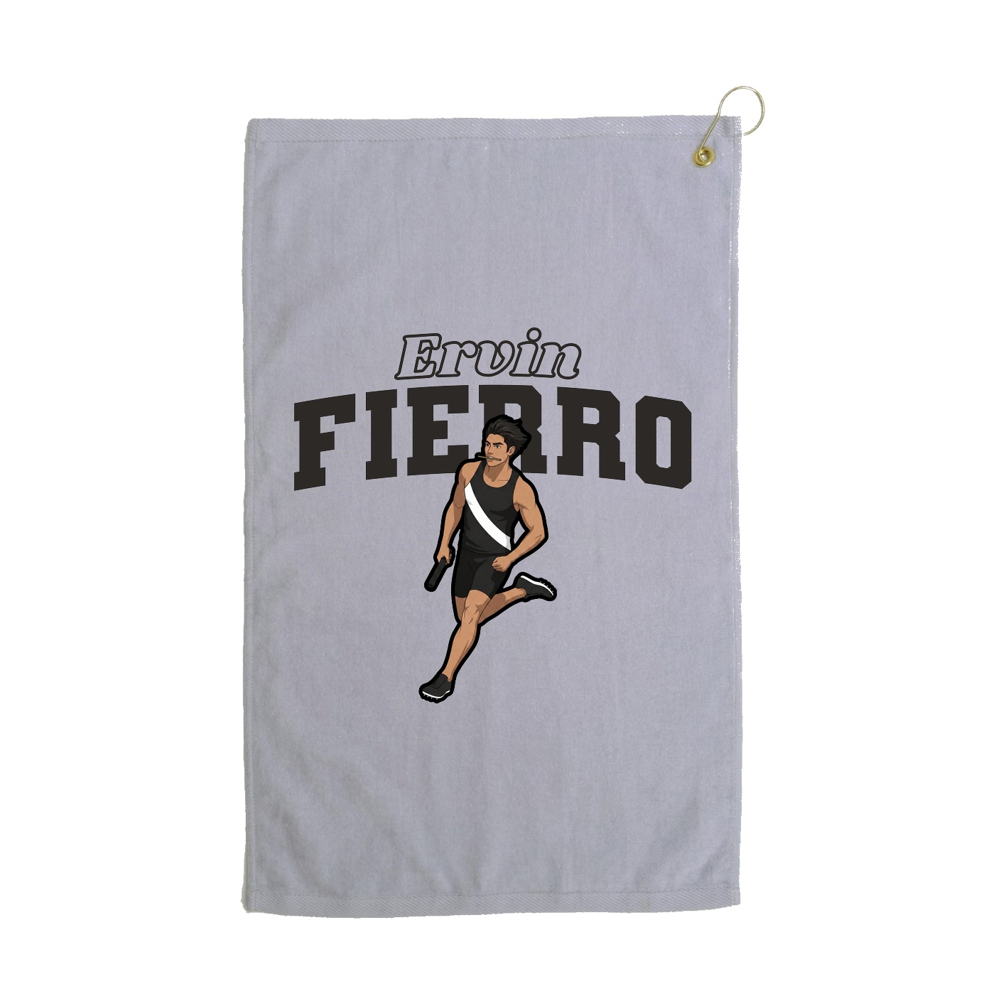 Golf Towel — Name Arch in Grey