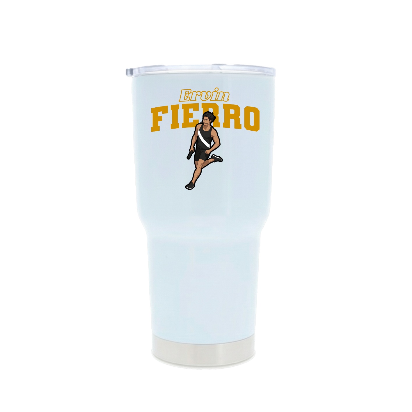 30oz Stainless Steel Tumbler — Name Arch in White