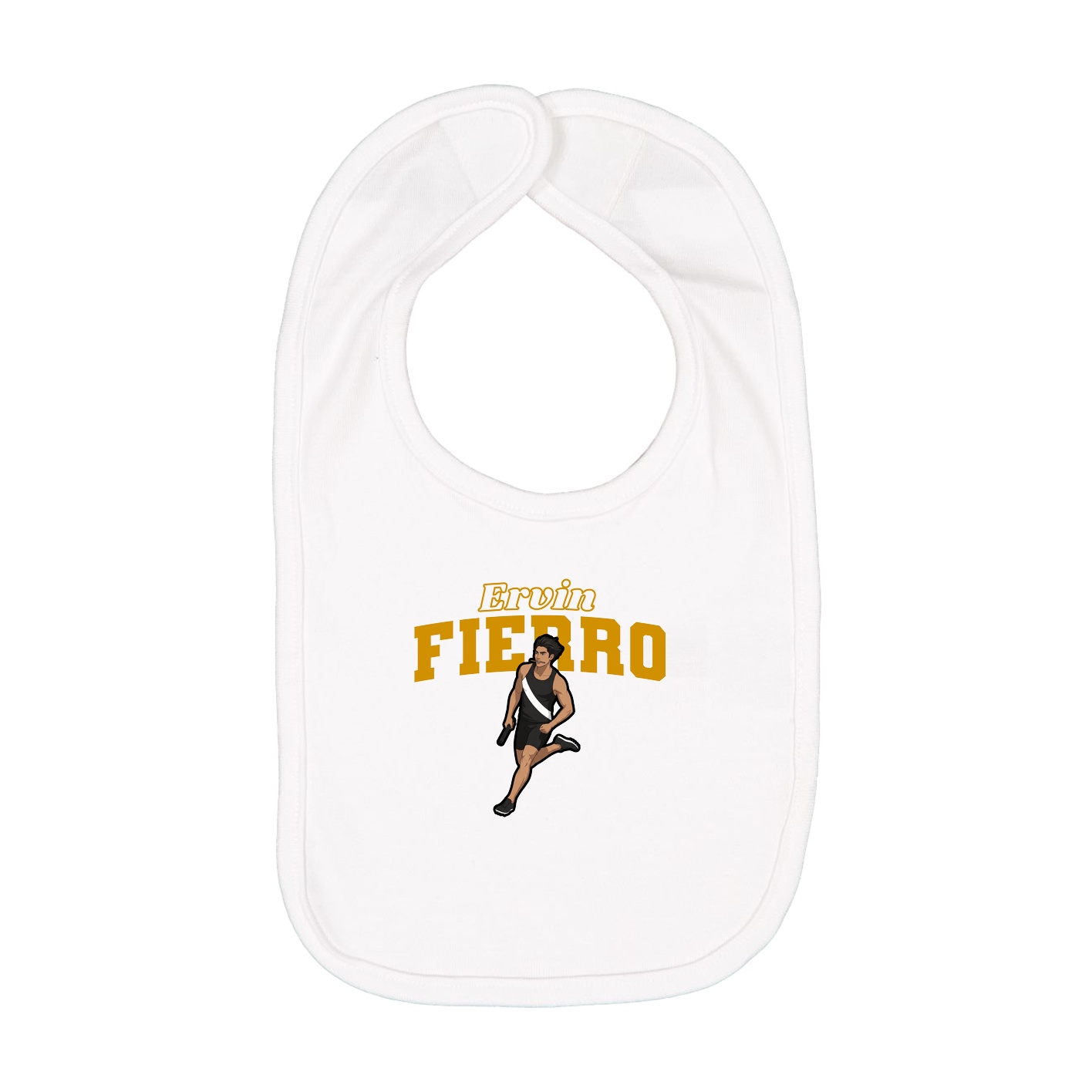 Infant Bib — Name Arch in White