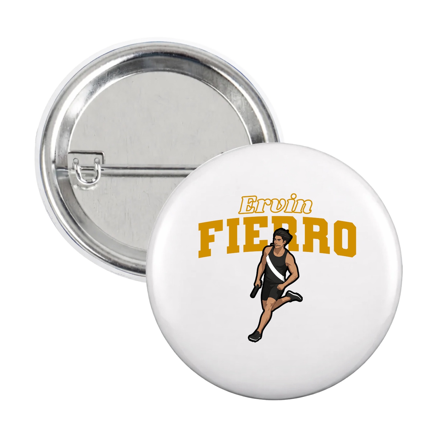 Game Day Button — Name Arch in White