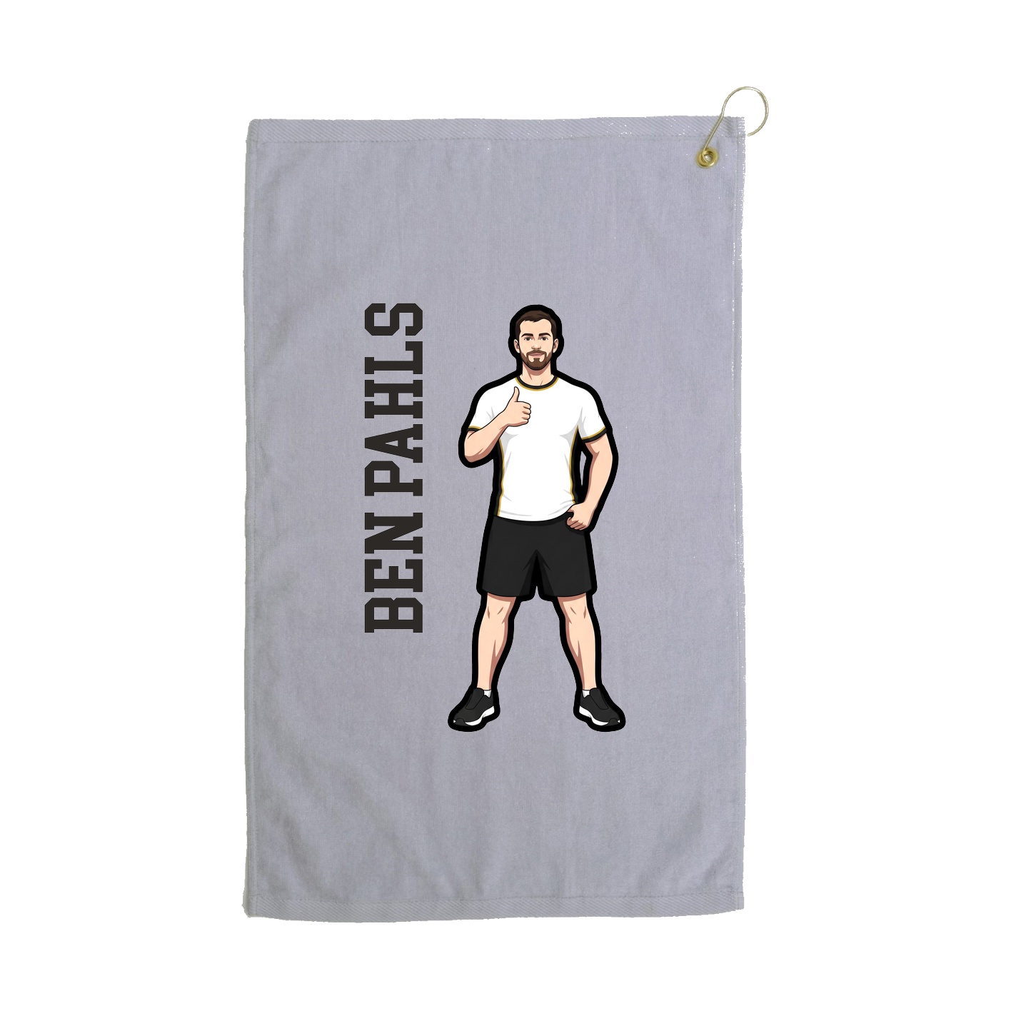 Golf Towel — Name Vertical in Grey