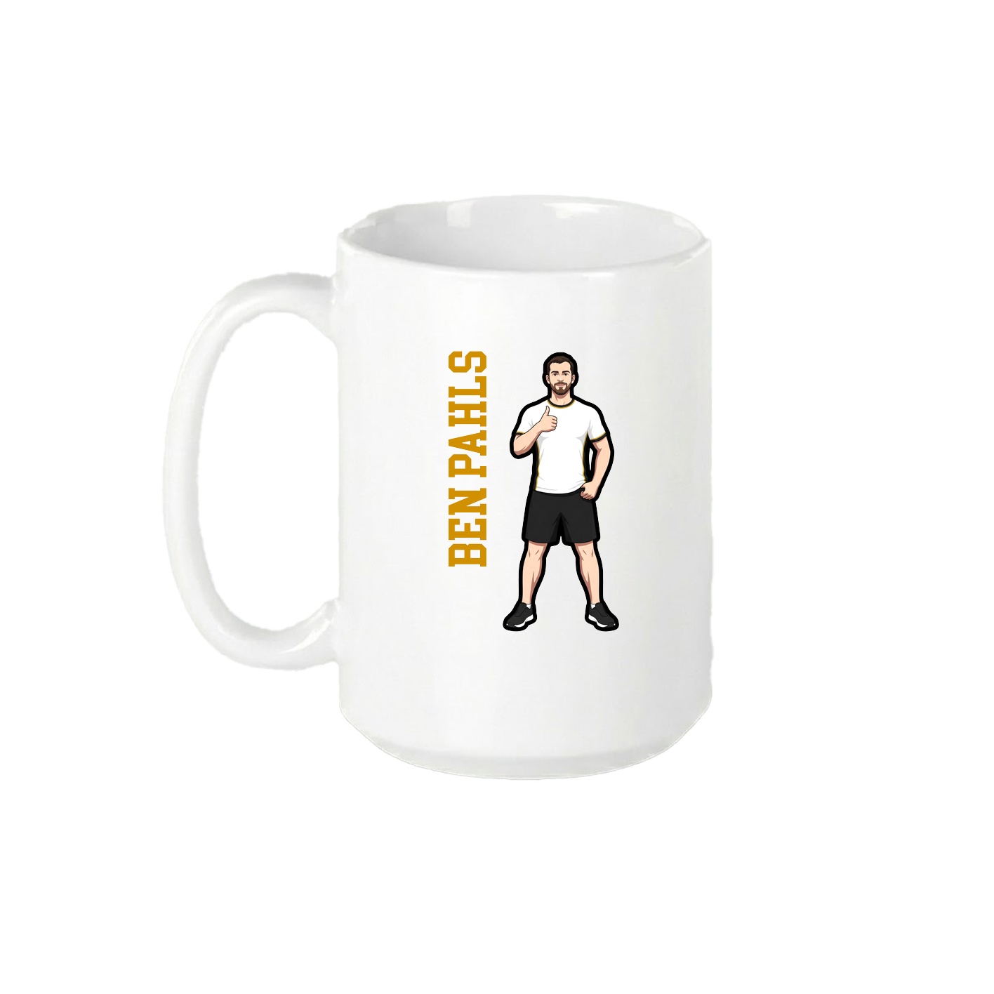 15oz Coffee Mug — Name Vertical in White
