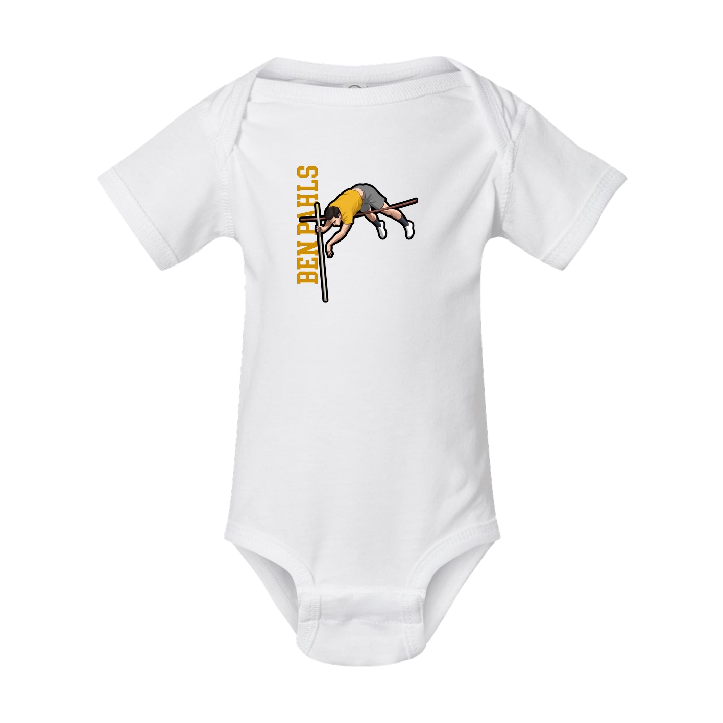 Baby Onesie — Name Vertical in White