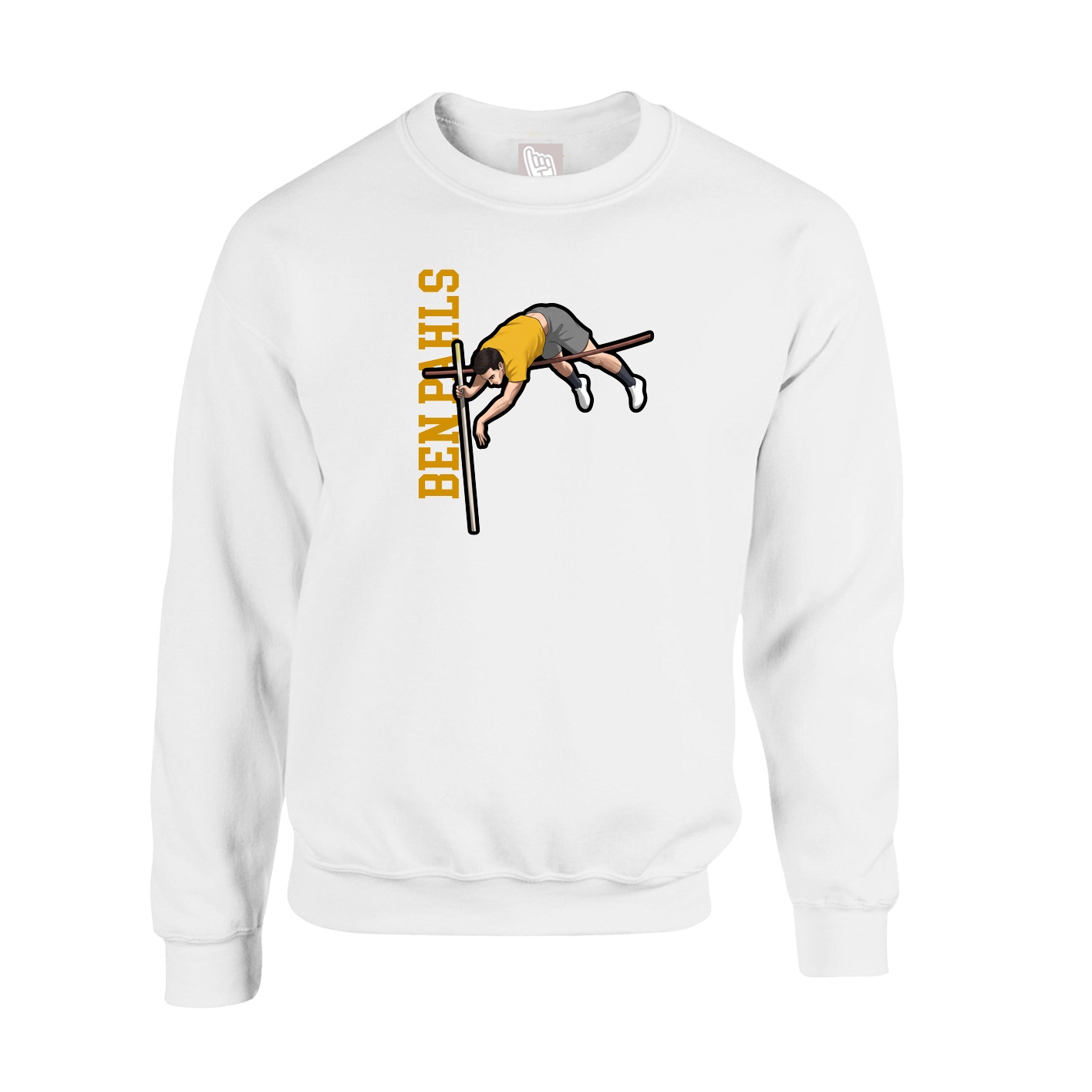 Fleece Crew — Name Vertical in White