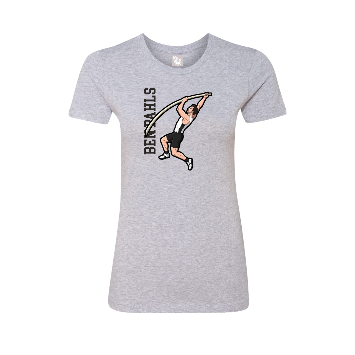 Fitted Women's Tee — Name Vertical in Grey