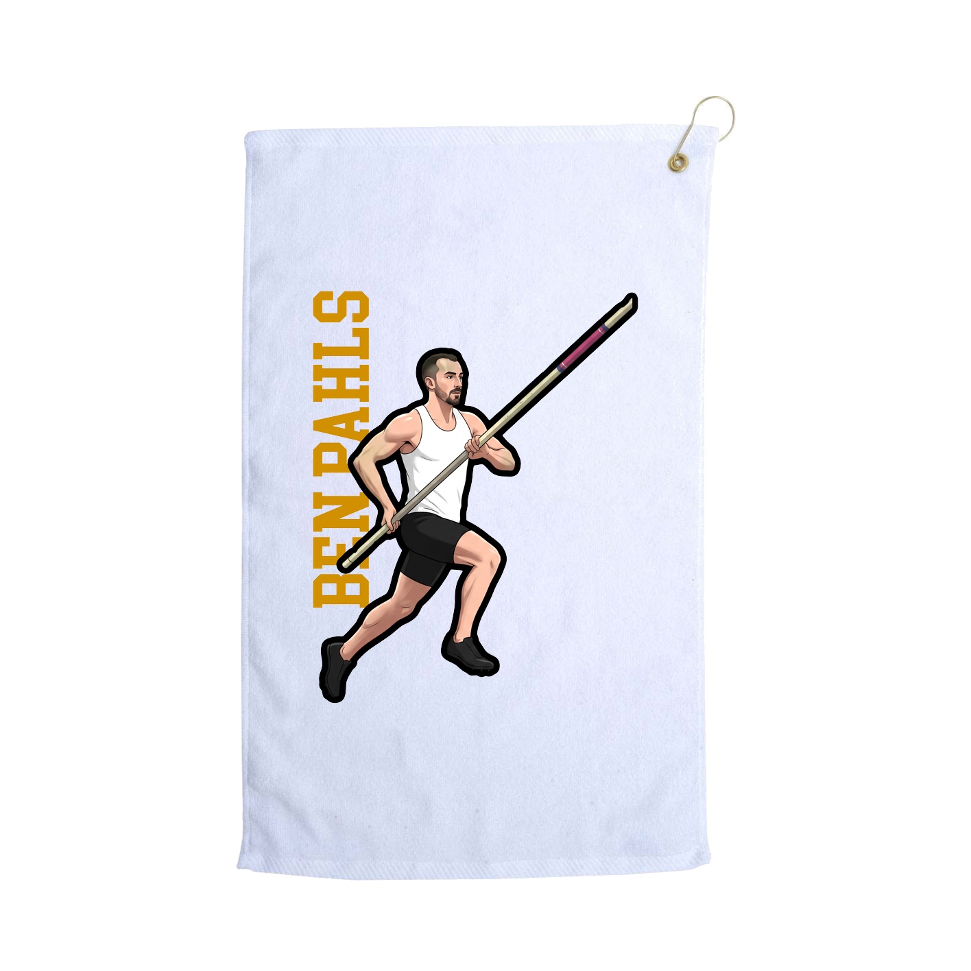Golf Towel — Name Vertical in White