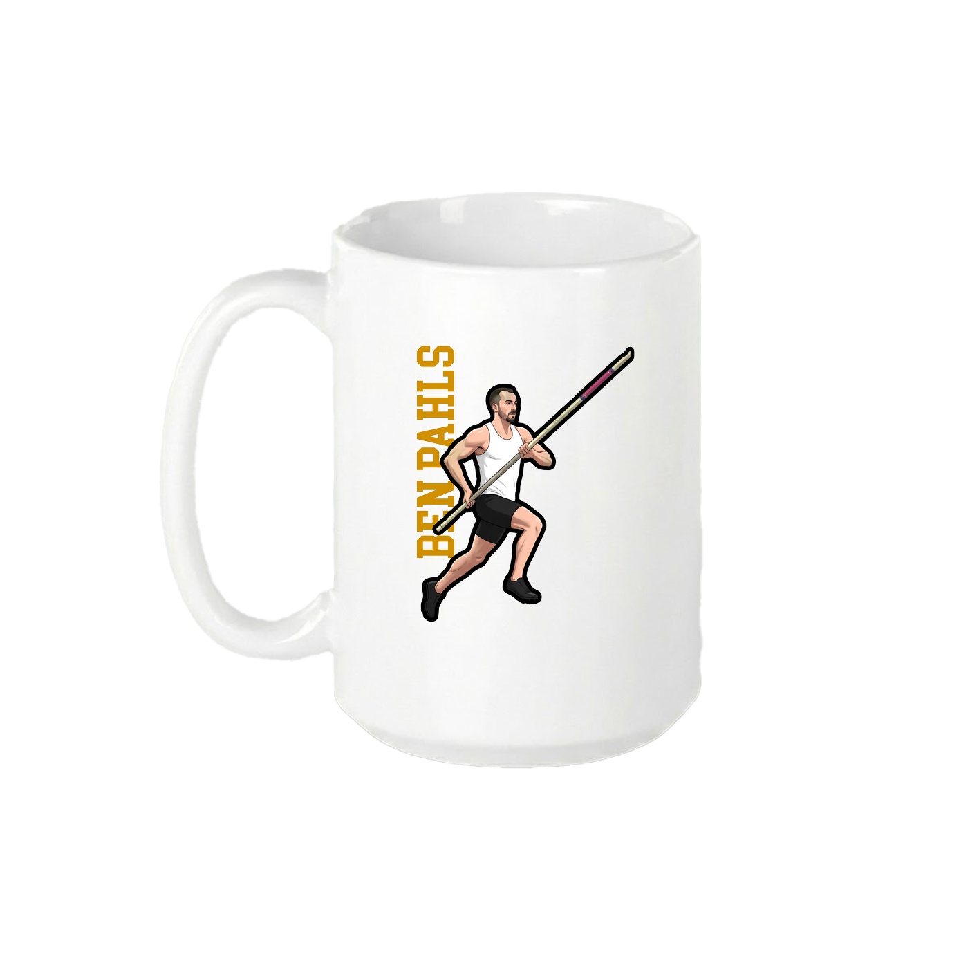 15oz Coffee Mug — Name Vertical in White