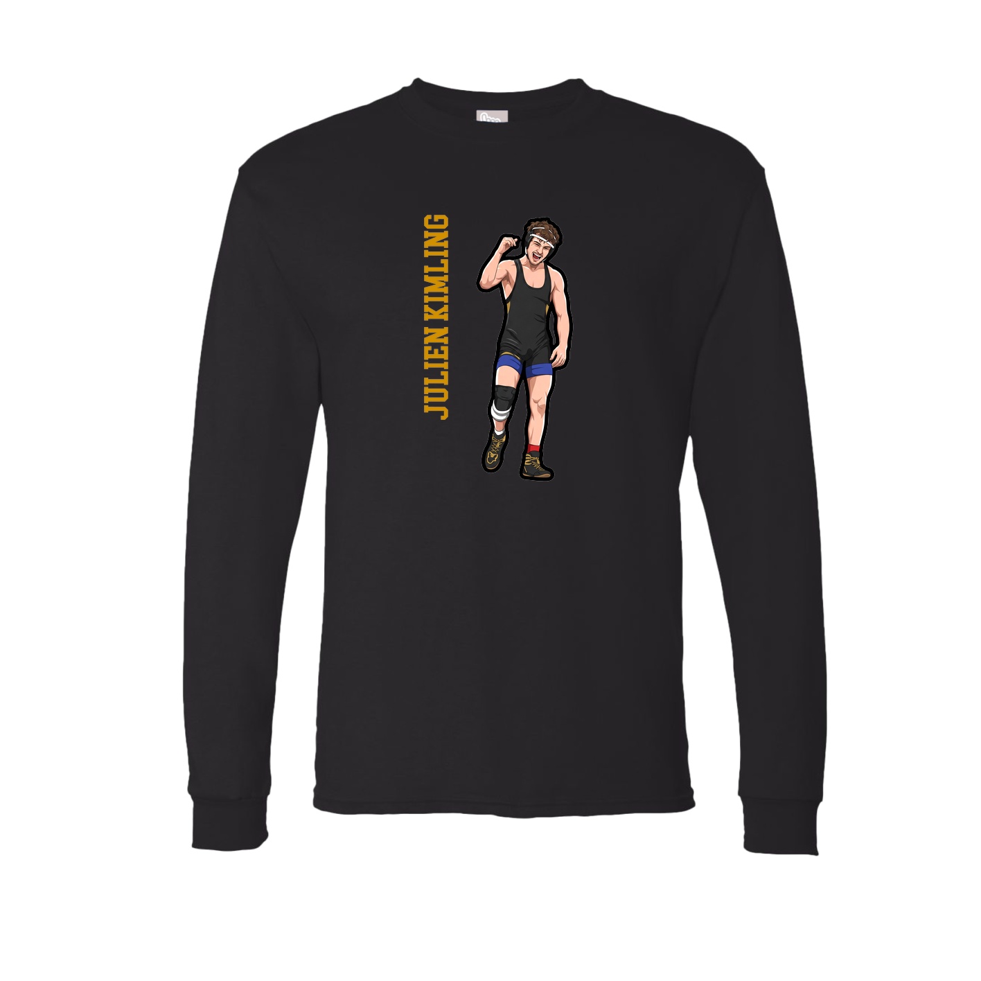 Long Sleeve Tee — Name Vertical in Black
