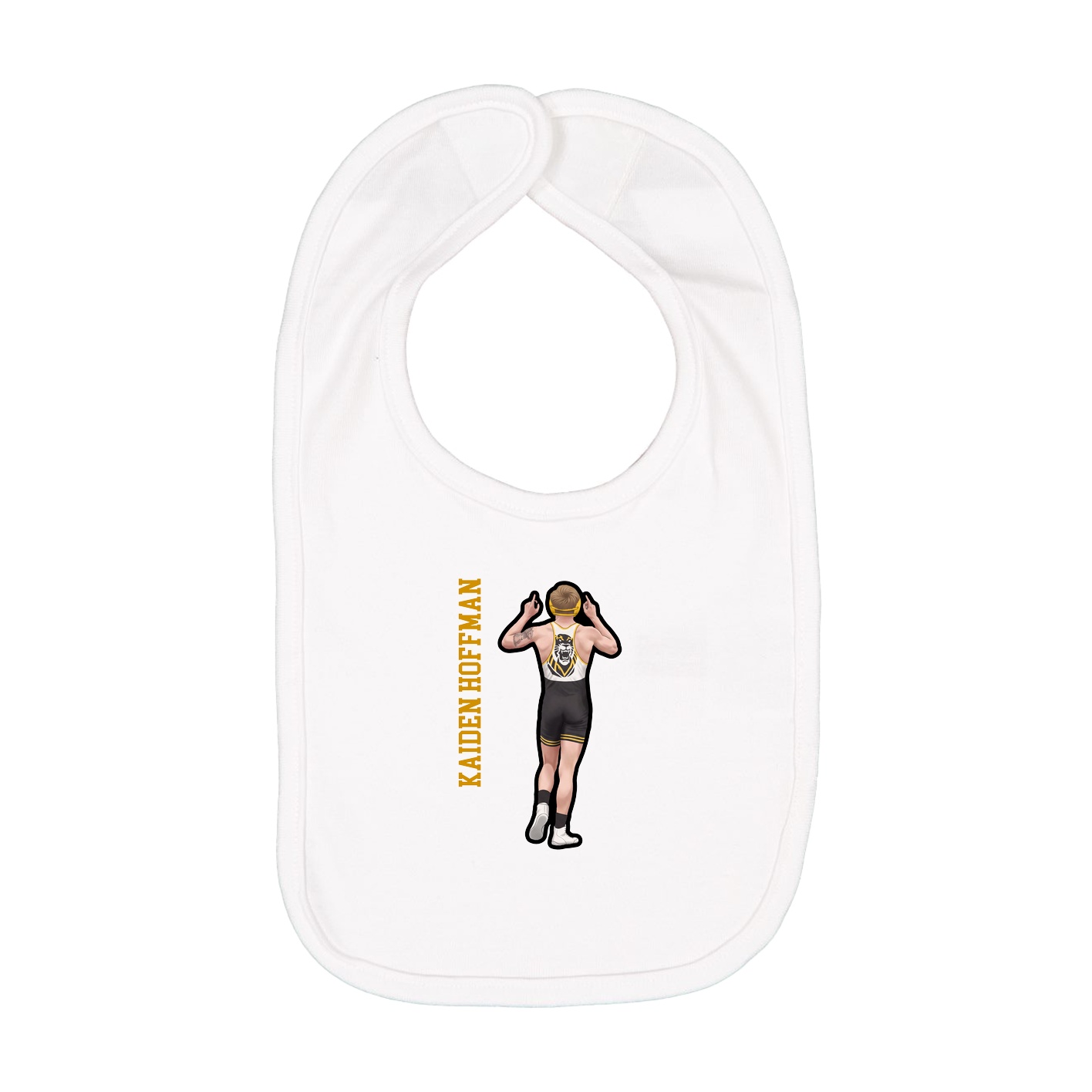 Infant Bib — Name Vertical in White