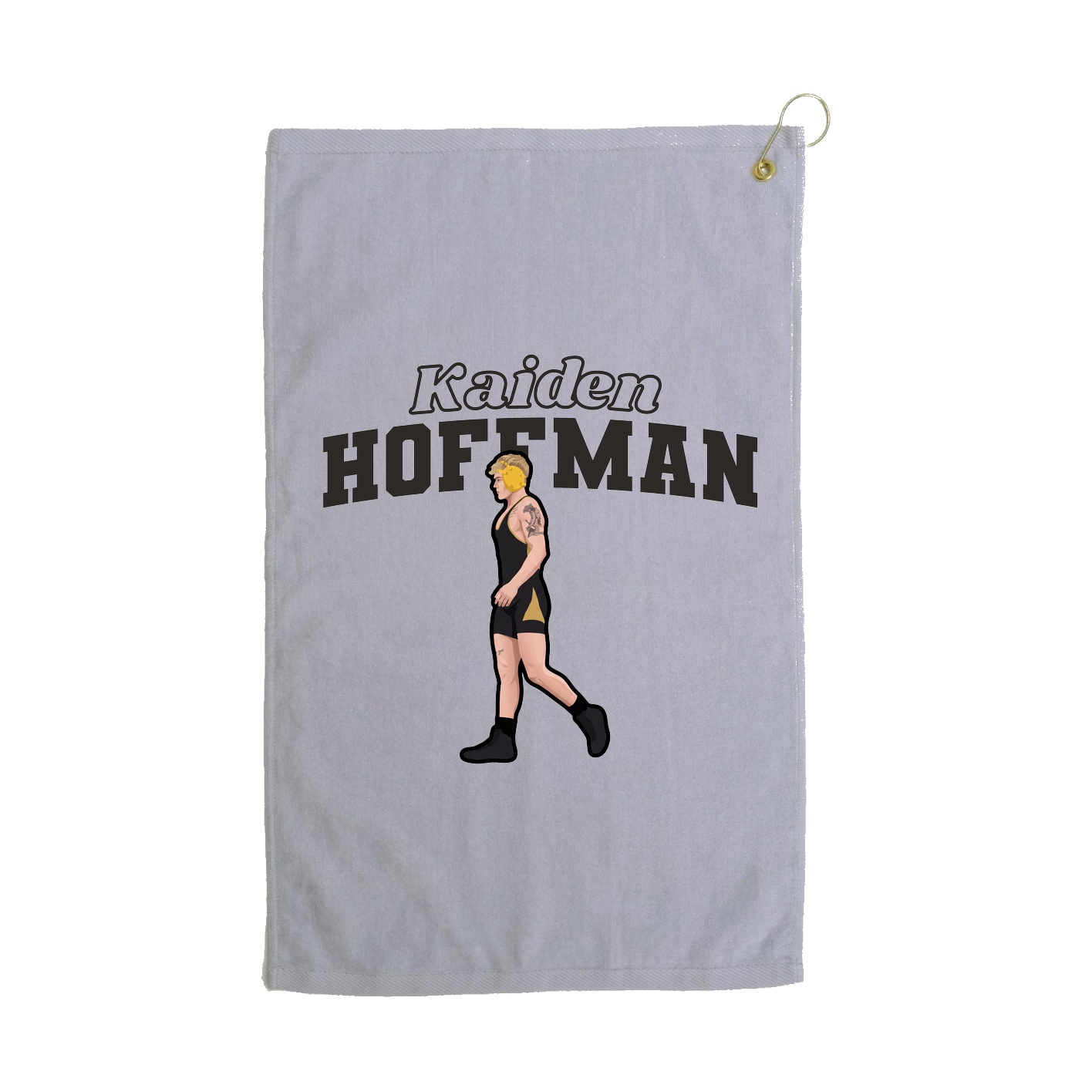 Golf Towel — Name Arch in Grey