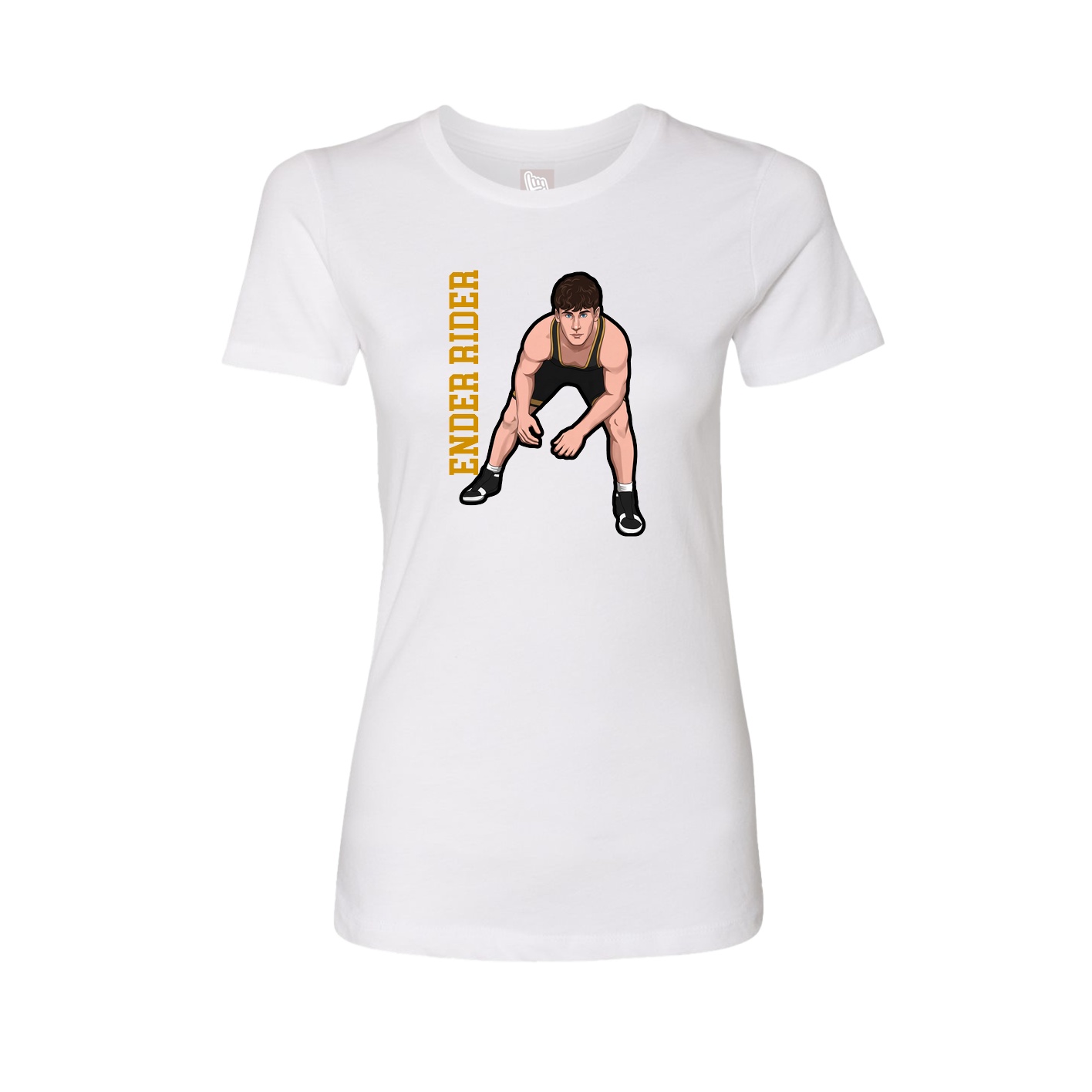 Fitted Women's Tee — Name Vertical in White