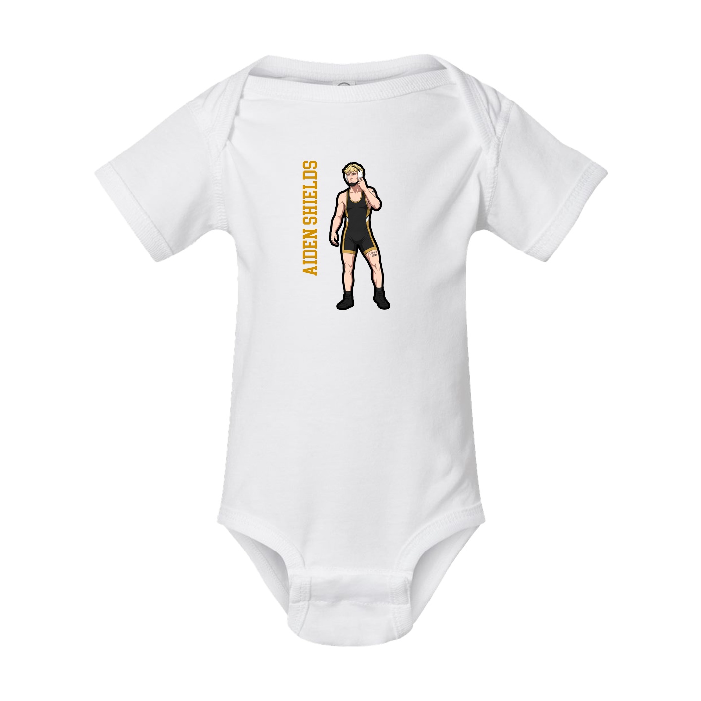 Baby Onesie — Name Vertical in White