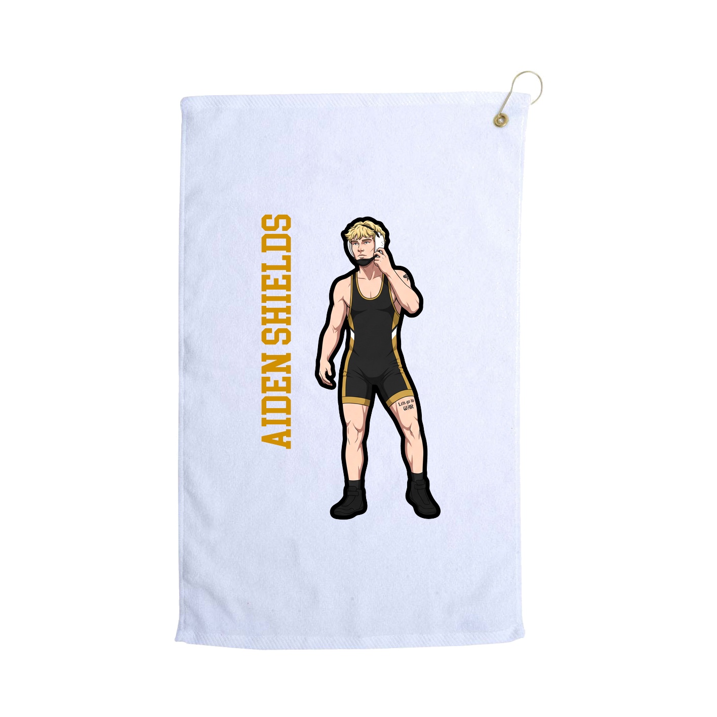 Golf Towel — Name Vertical in White