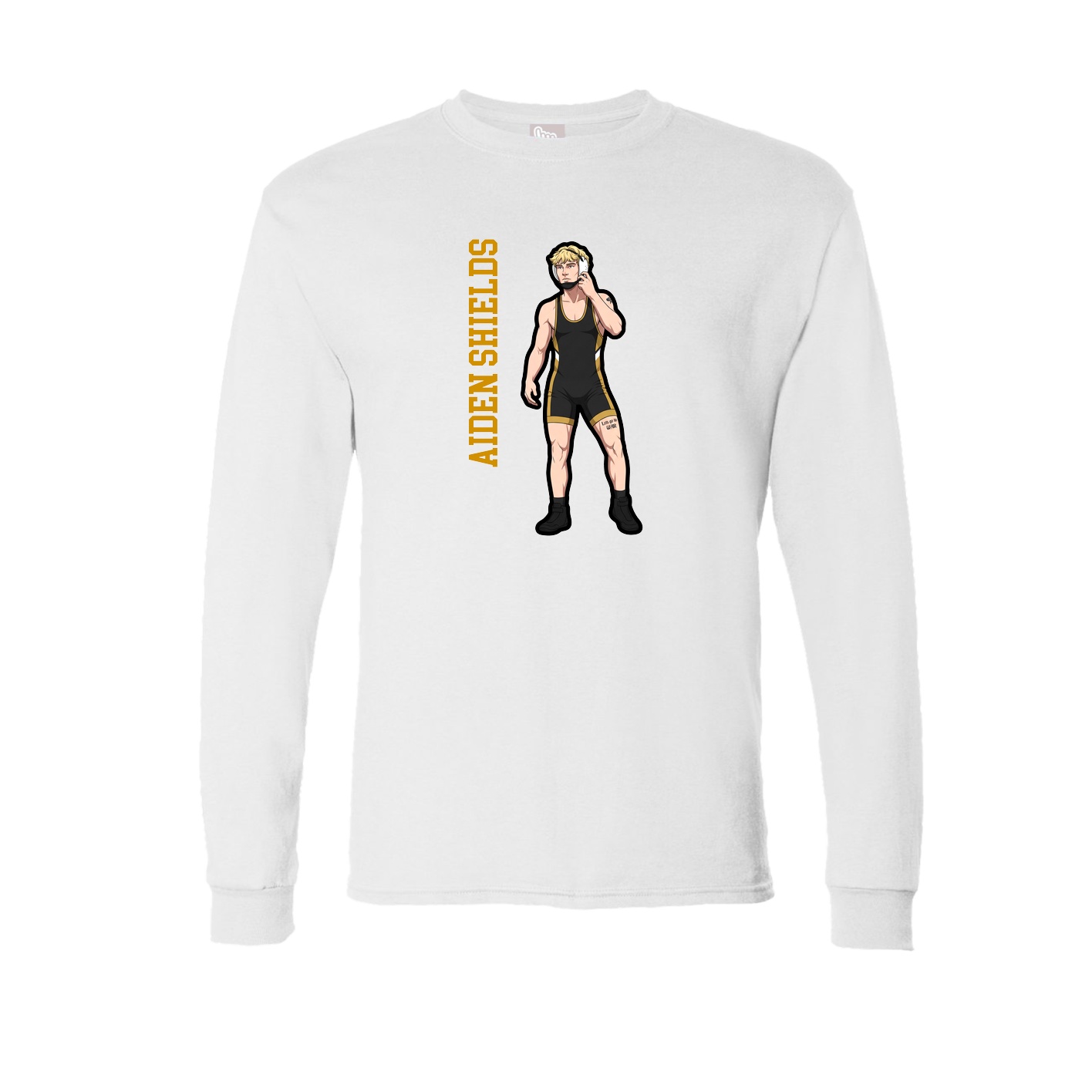 Long Sleeve Tee — Name Vertical in White