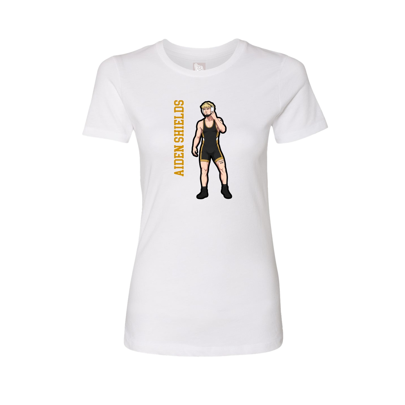 Fitted Women's Tee — Name Vertical in White